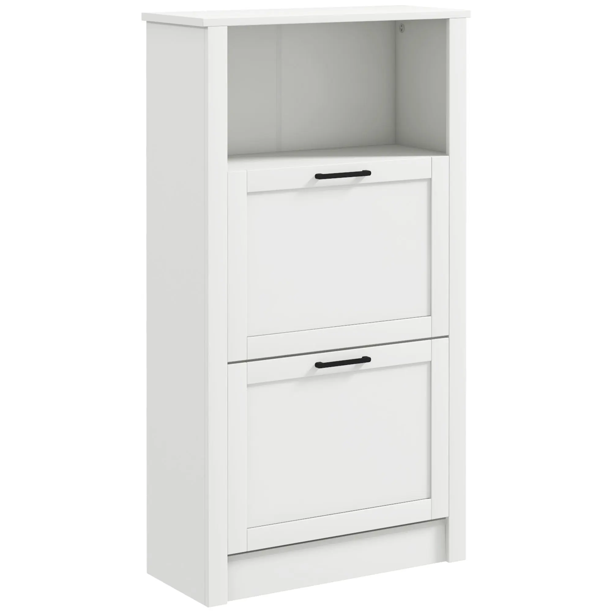 Freestanding Shoe Storage Cabinet Organizer for Entryway Hallway, Holds 10 Pairs, White
