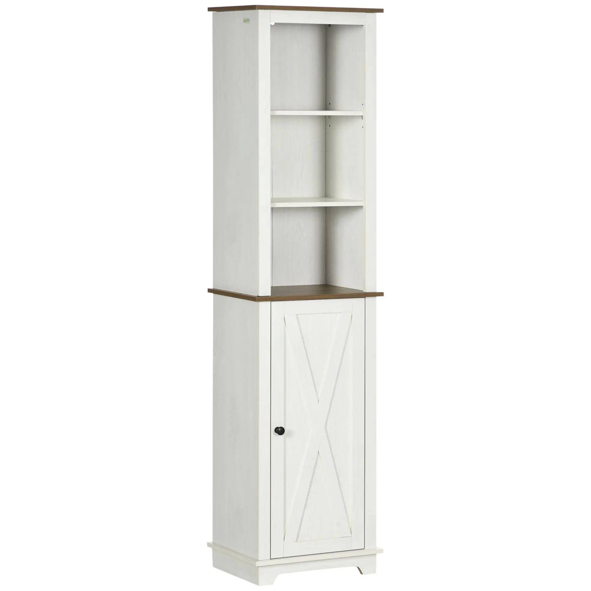 Bathroom Floor Cabinet, Freestanding Storage Cupboard with Door & Adjustable Shelves, White