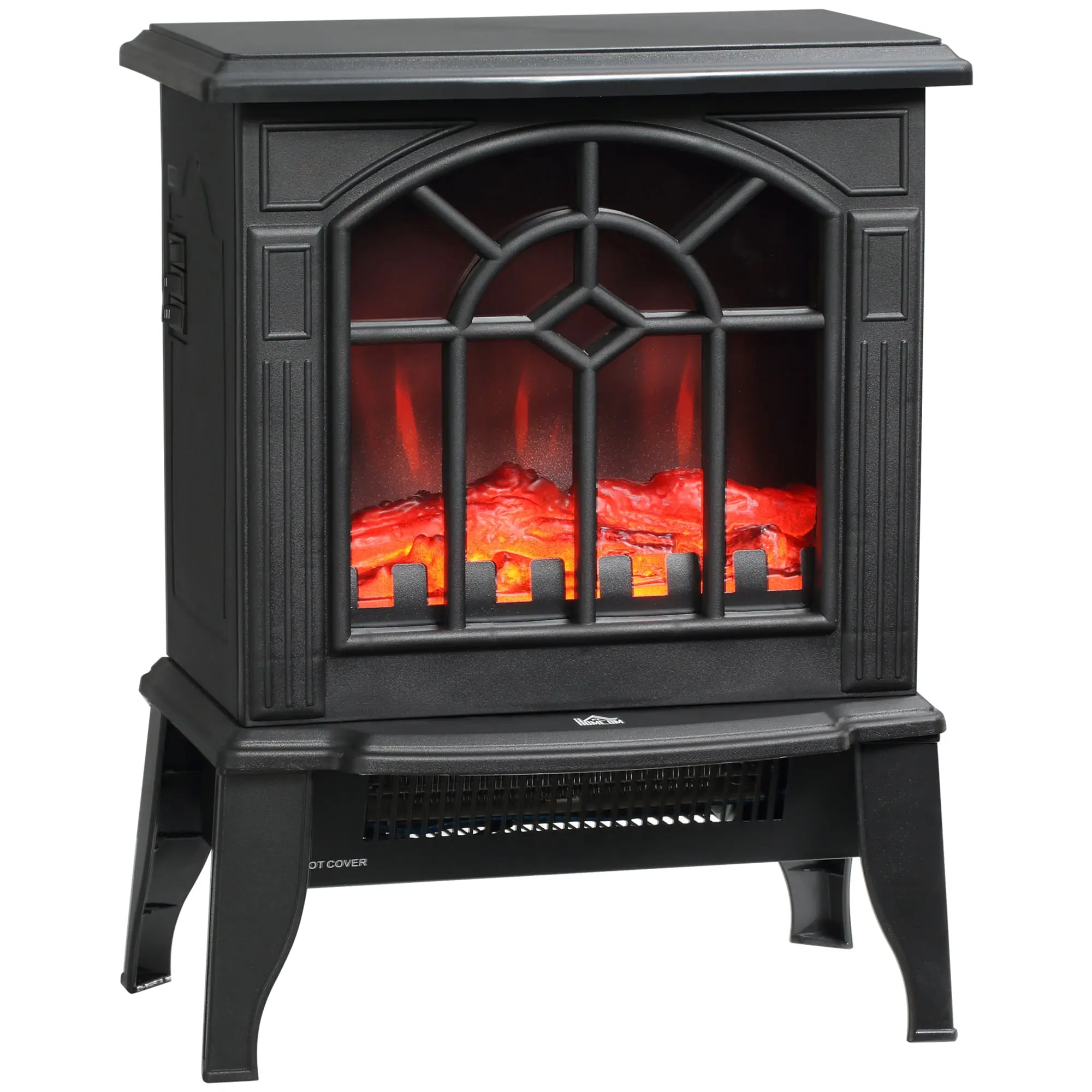 Electric Fireplace Heater with Flame Effect Overheating Protection 750W/1500W, Black