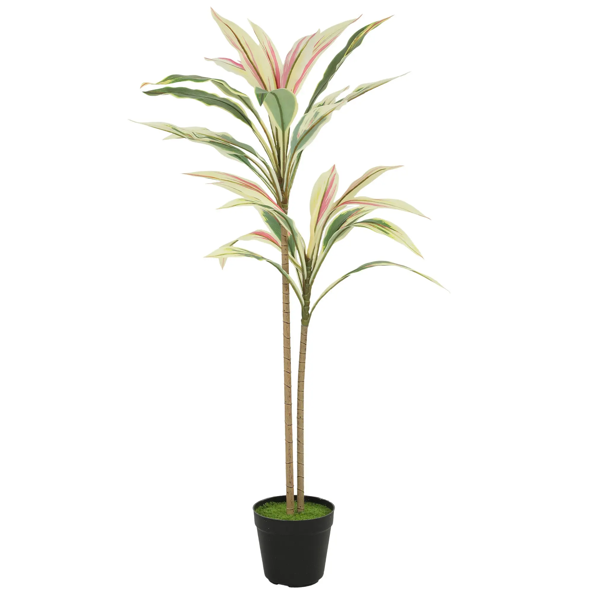 90 cm Artificial Cordyline Tree with 29 Leaves in Moss Effect Pot, Yellow