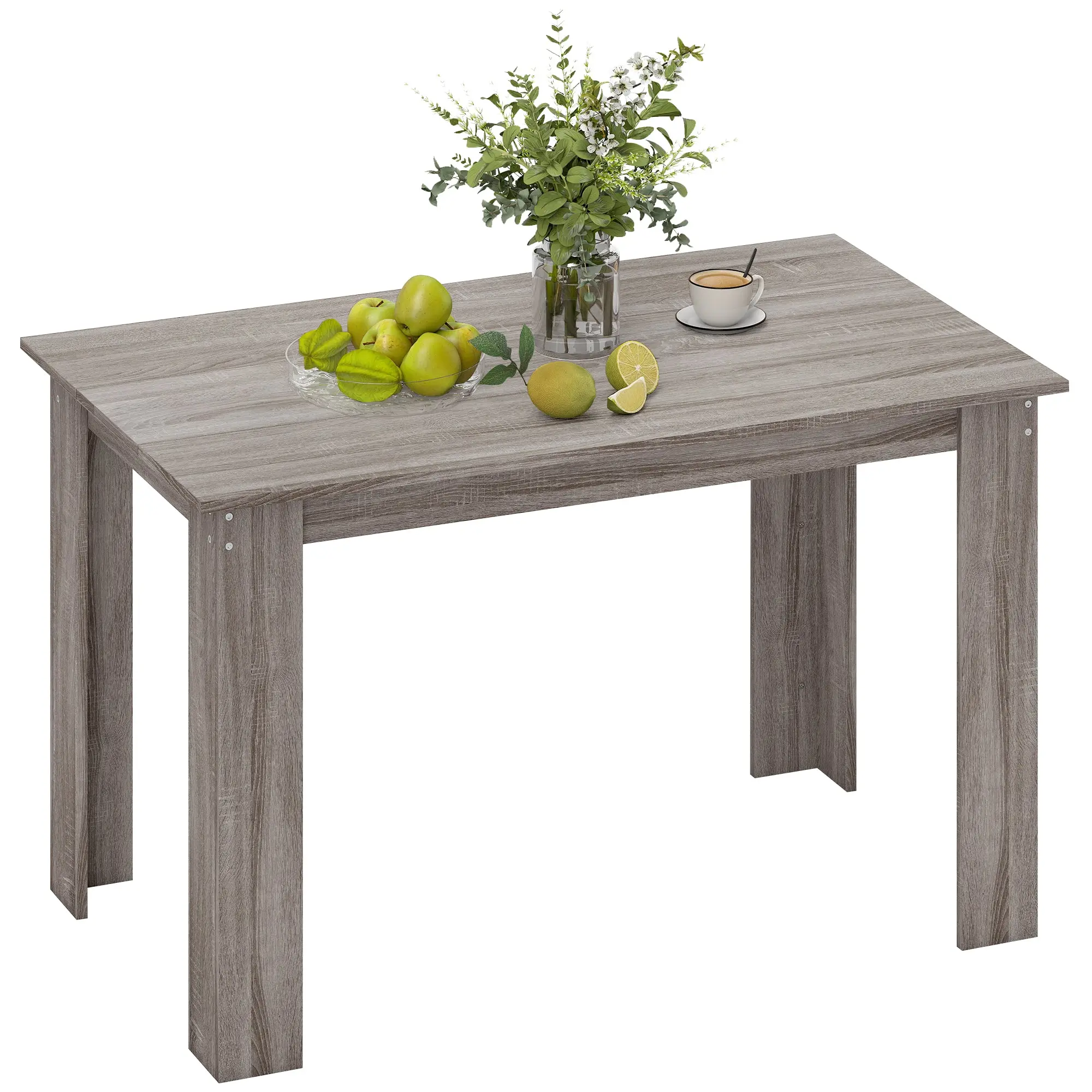 47" Mid-Century Modern Rectangular Dining Table for 4-6, Light Gray Wood Effect