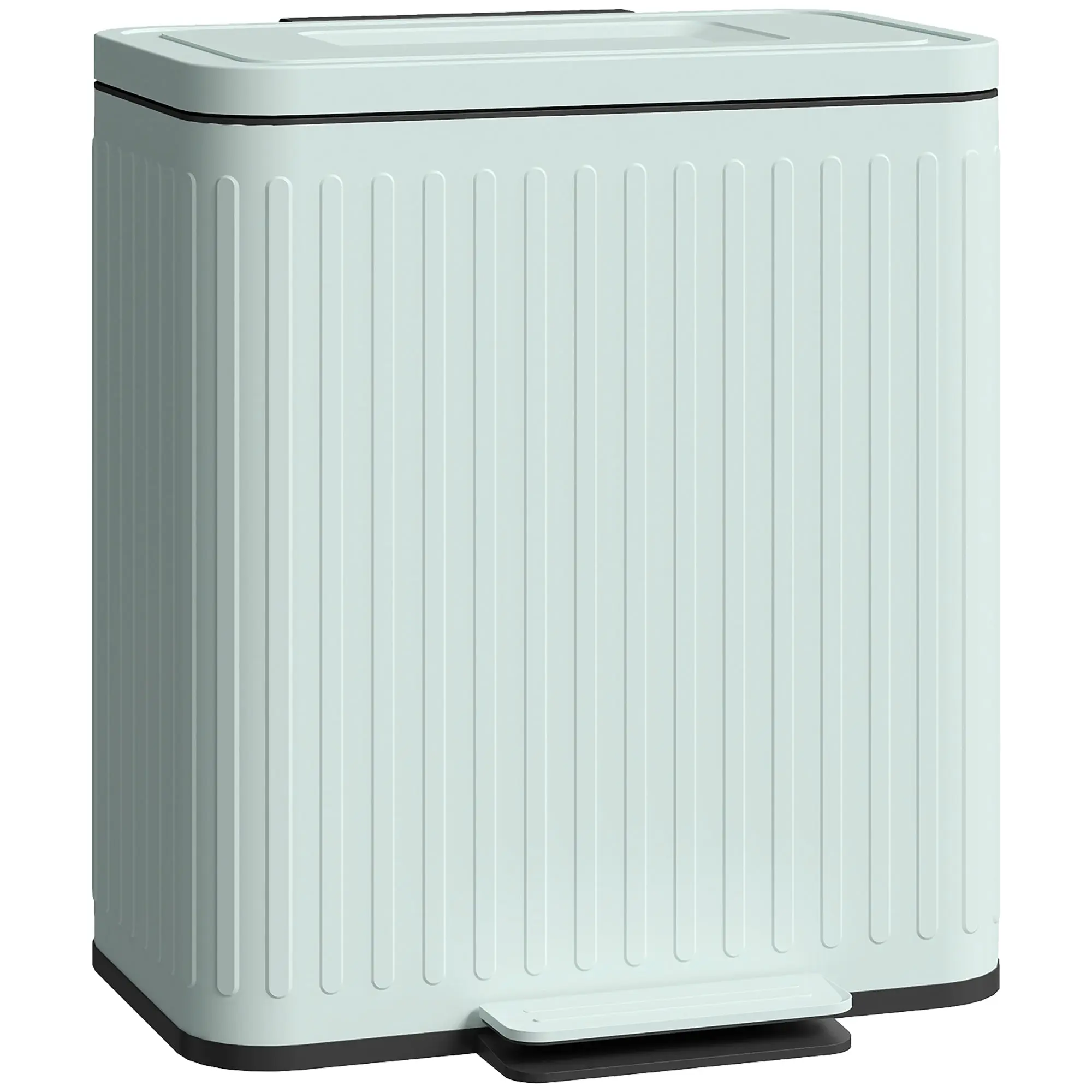Dual Compartment Touchless Soft-Close Recycling Bin, 20L x 2 Trash Can, Light Green