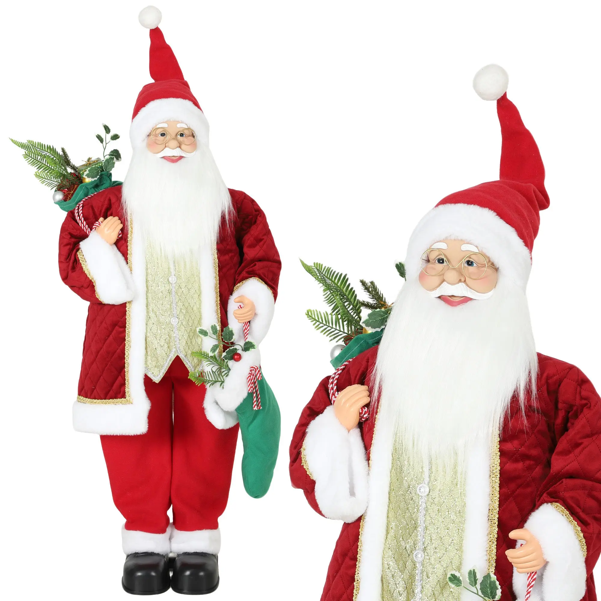4ft Life-Size Singing and Dancing Santa 120 cm with Stocking and Sound-Activated