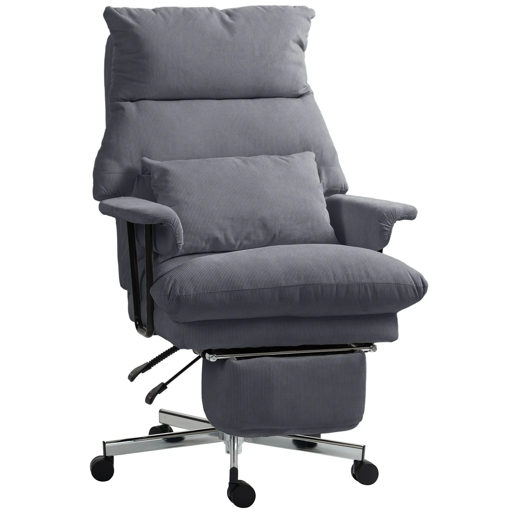 Executive Office Chair with Lumbar Support, Footrest, High Back Reclining, Gray