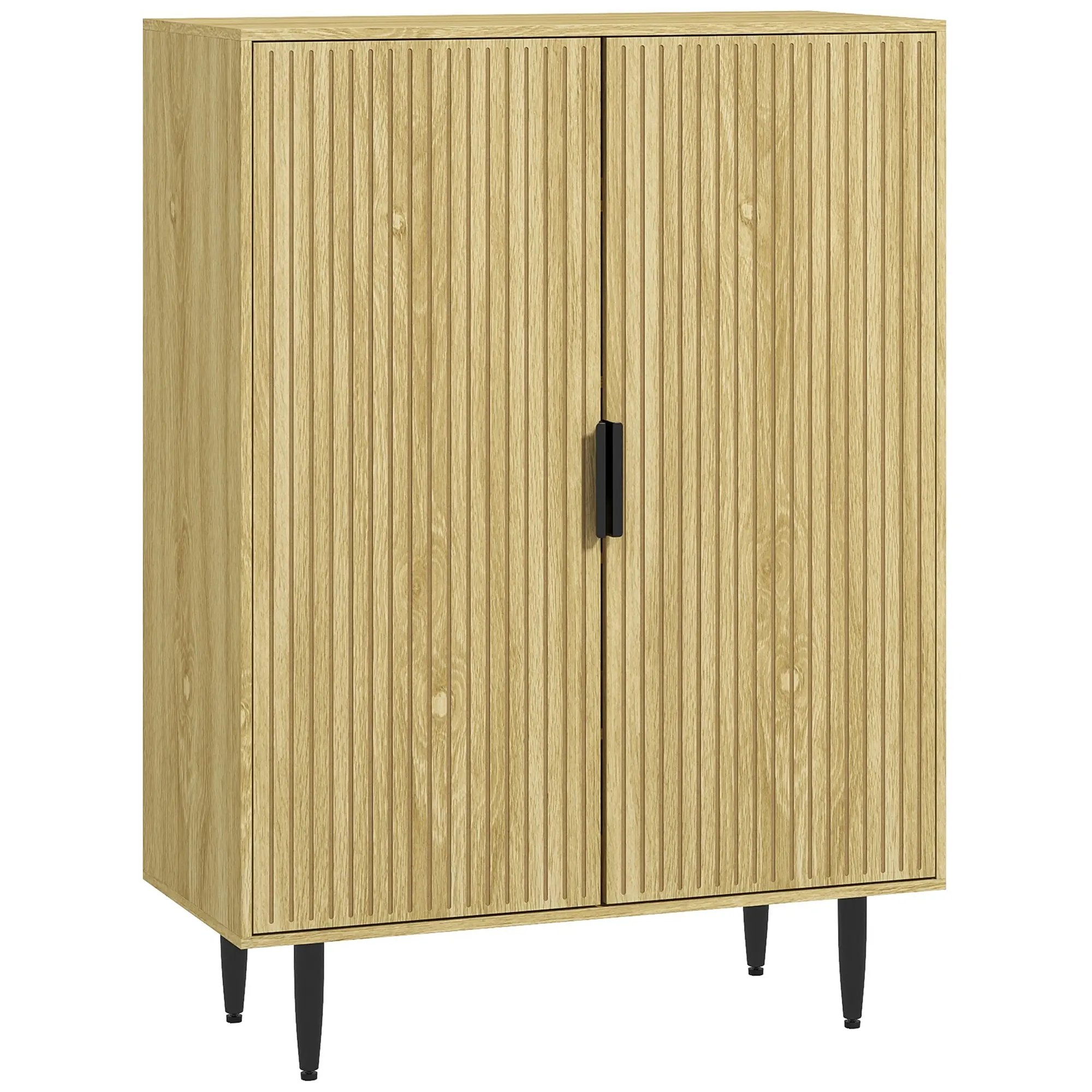 5-Tier Shoe Cabinet with Metal Legs, Freestanding Shoe Rack Cabinet for 15 Pairs, Oak