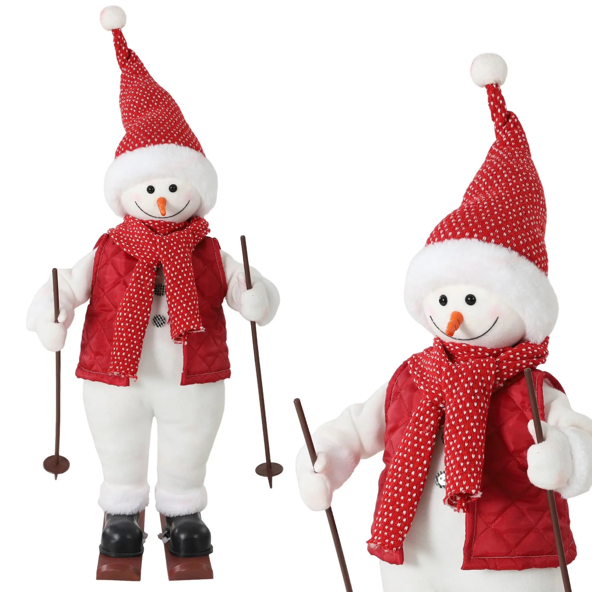 2ft Singing Skiing Santa with Ski Board & Poles, Sound-Activated Animated Figure