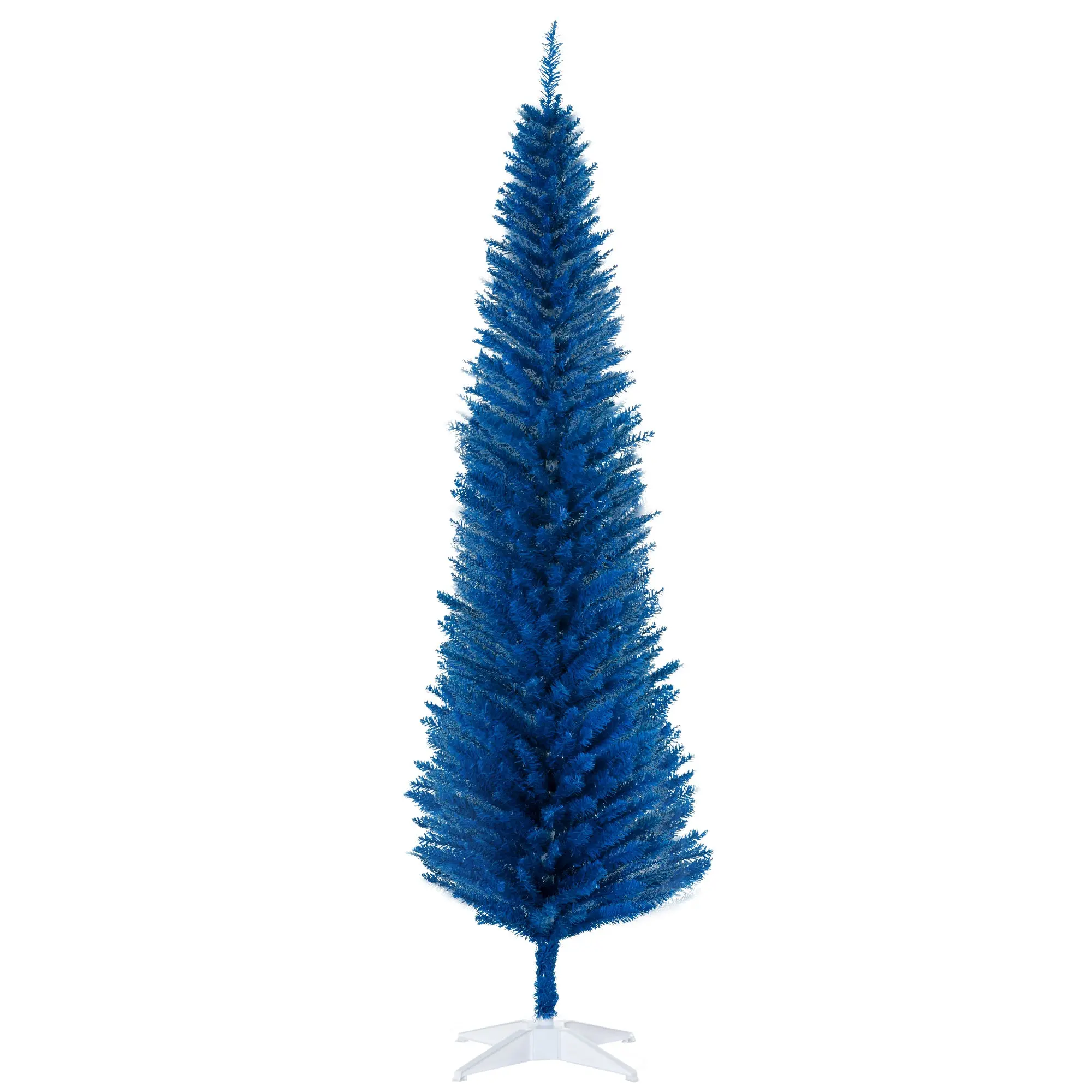 7FT Christmas Tree Pencil Tree with 499 Realistic Branch Tips and Plastic Stand Blue