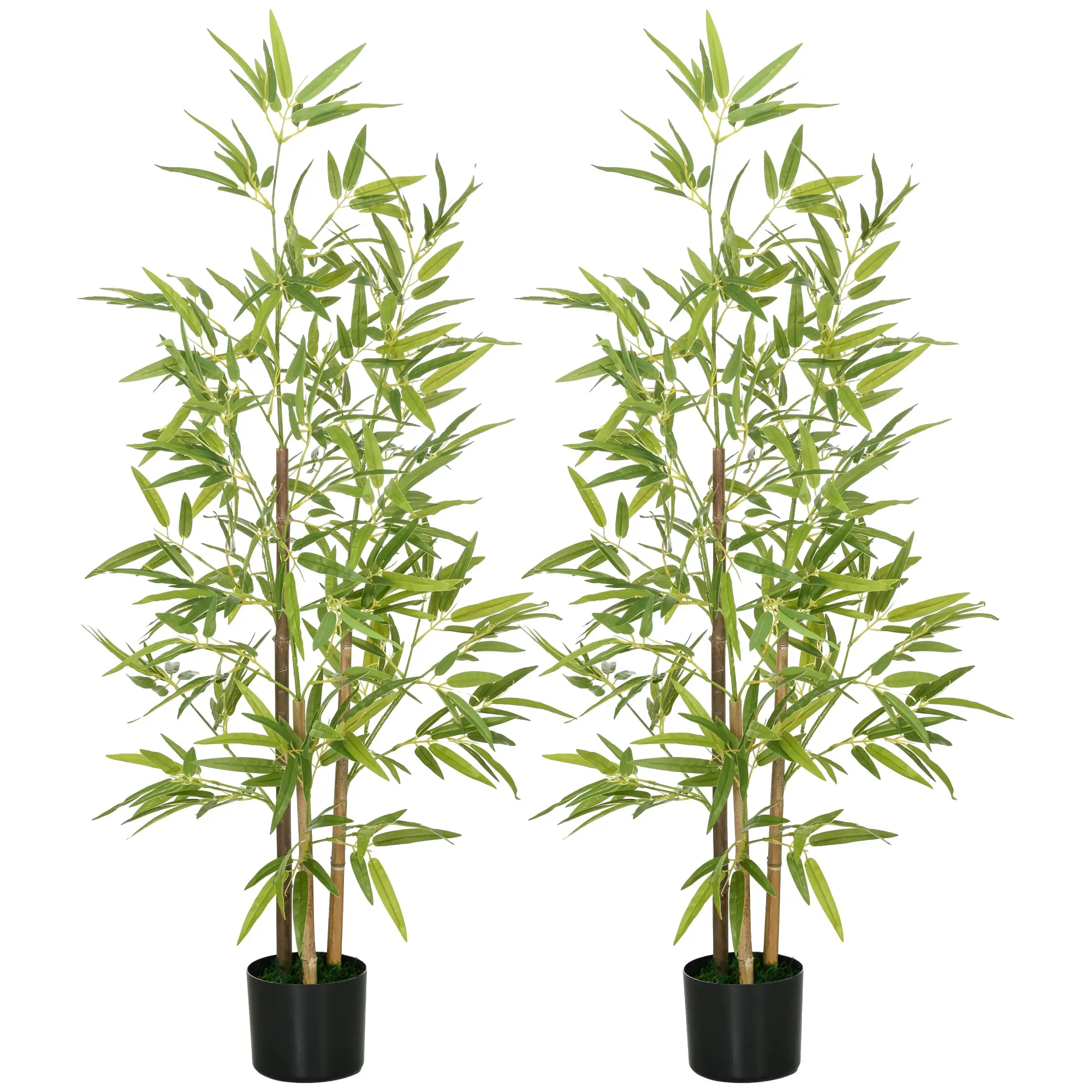 4ft Fake Bamboo Plants Set of 2, Artificial Plants with Pot for Home Office Living Room Decor