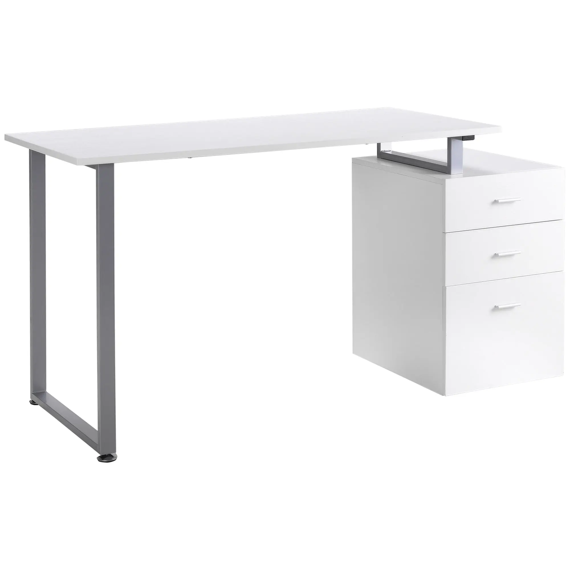 47" Writing Desk with Drawers, Home Office Table with Adjustable Foot Pads, White