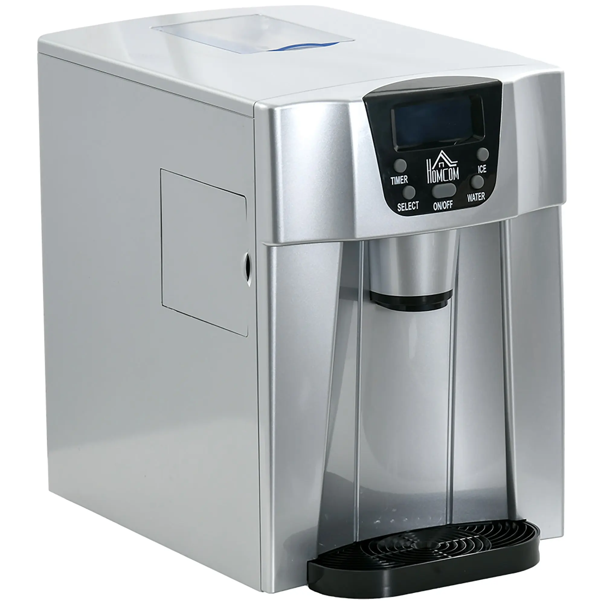 Ice Maker Machine and Water Dispenser with 3L Tank, No Plumbing Required, Silver