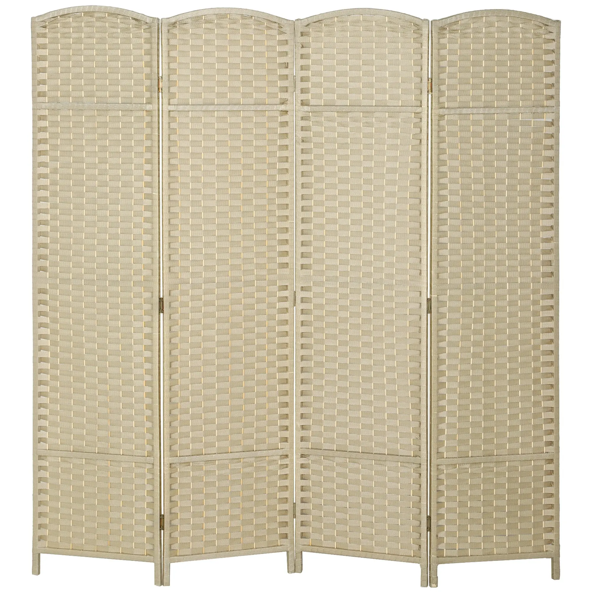 Room Divider, 4 Panel Folding Privacy Screen, 5.6' Tall Freestanding Partition for Home Office, Bedroom, Beige