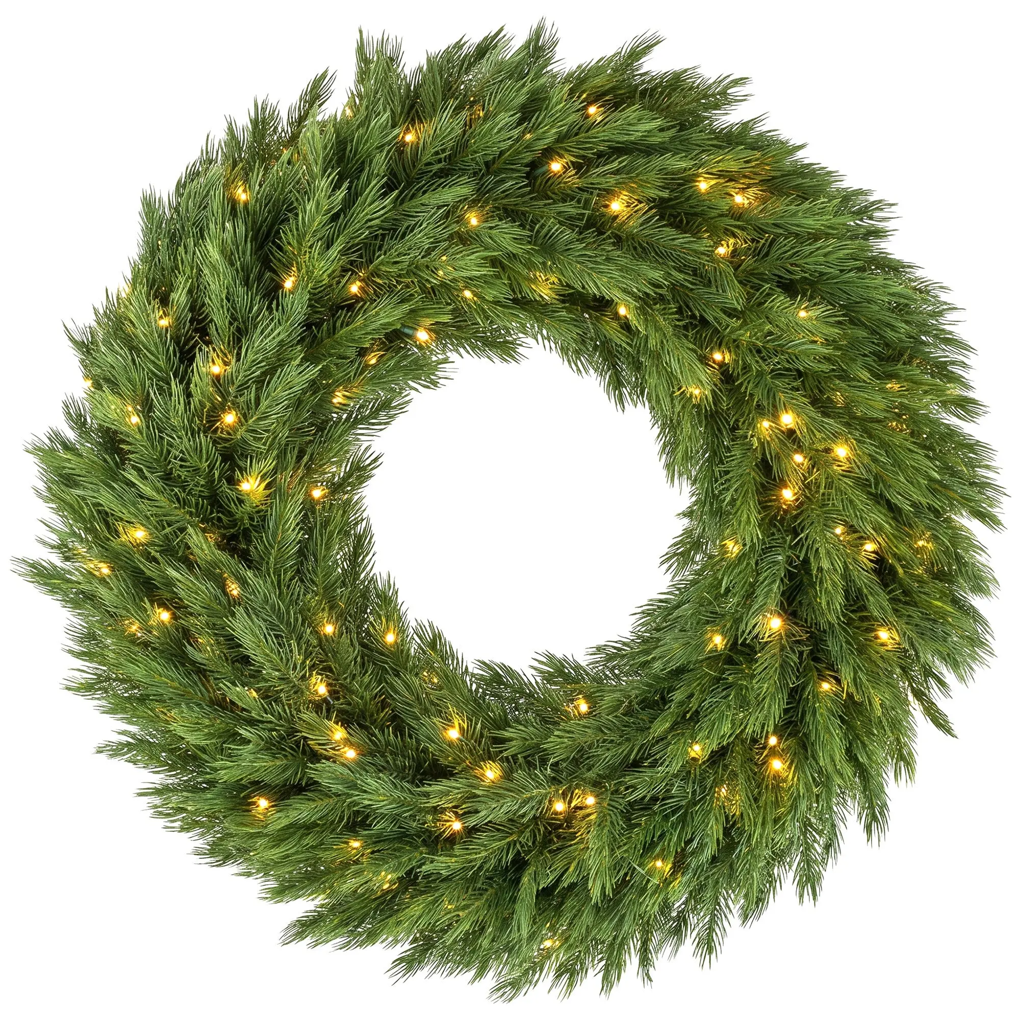 36 in Pre-Lit Norwegian Spruce Christmas Wreath with 100 LED Lights, Green