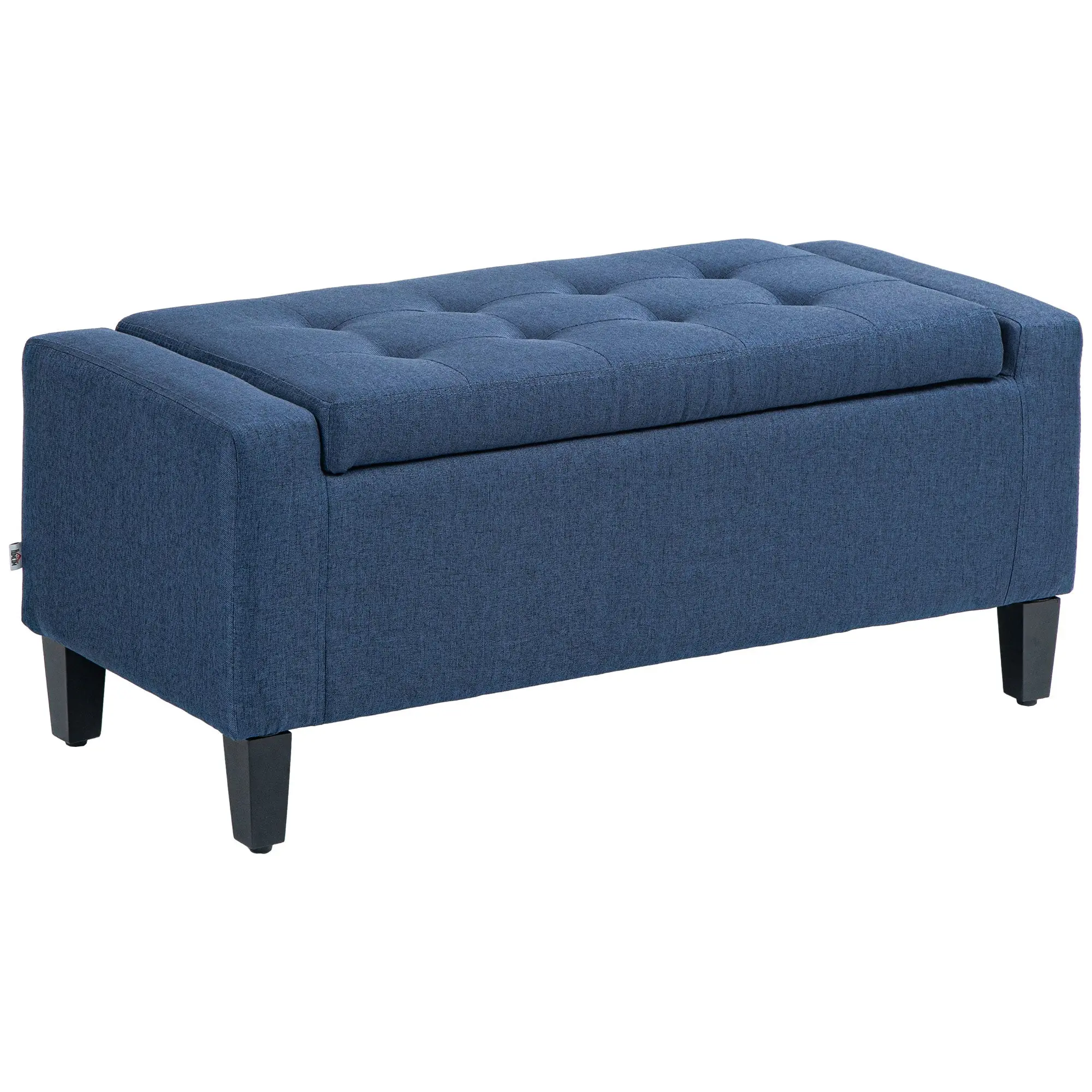 Upholstered Storage Ottoman Bench with Hidden Storage & Lift Top, Dark Blue