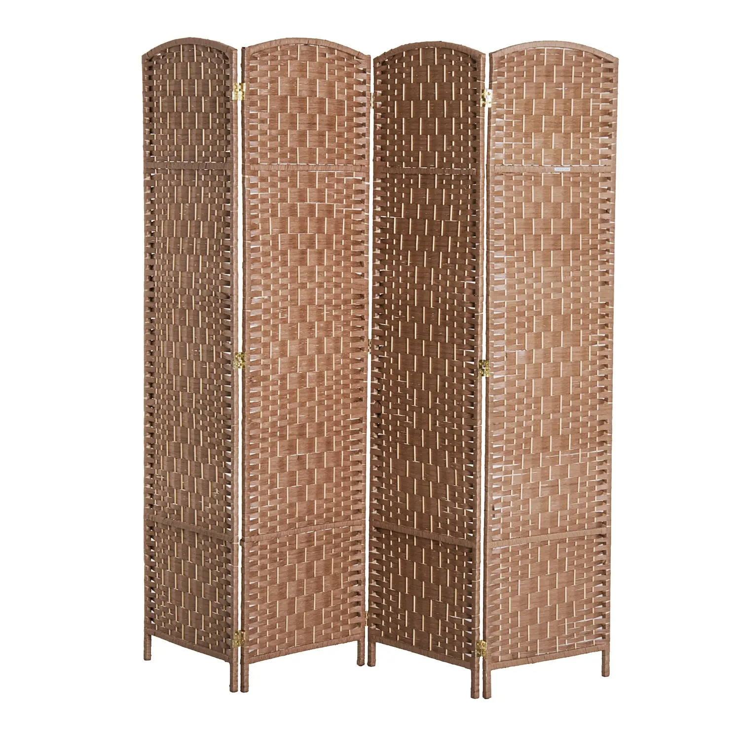 6 Ft Tall Indoor Portable Folding Room Divider, 4 Panels Hand-Woven Privacy Screens, Natural