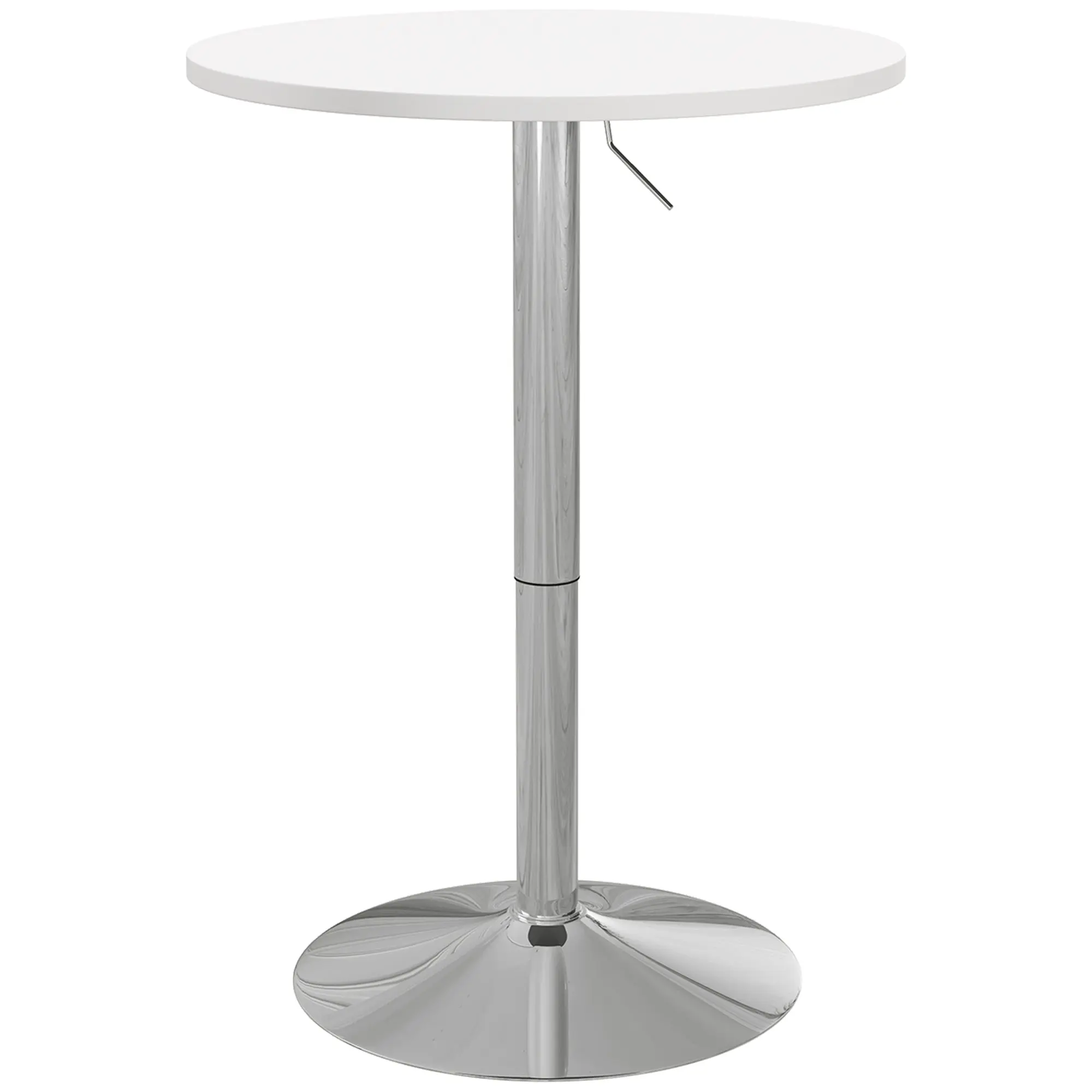 Round Adjustable Pub Table with 360?? Swivel Top & Steel Base, White