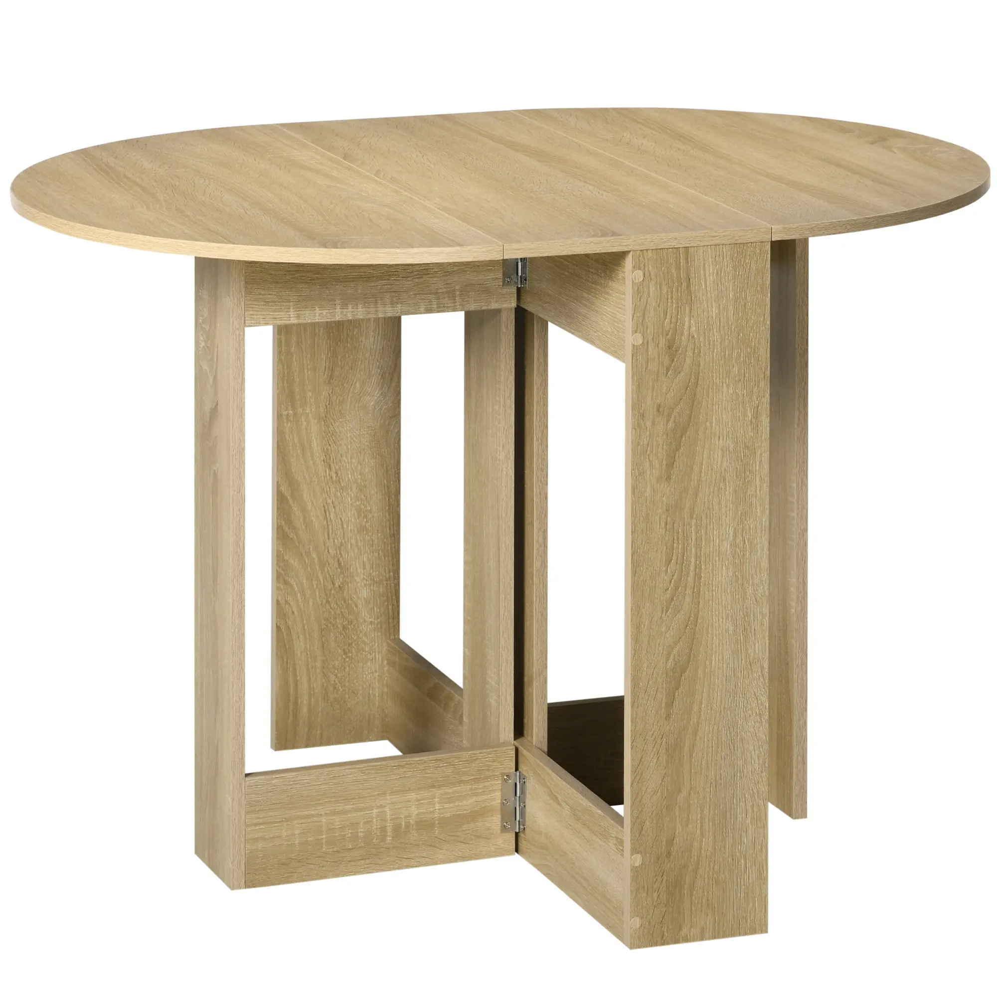 Folding Dining Table, Space-saving Drop Leaf Table for Small Space, Oak