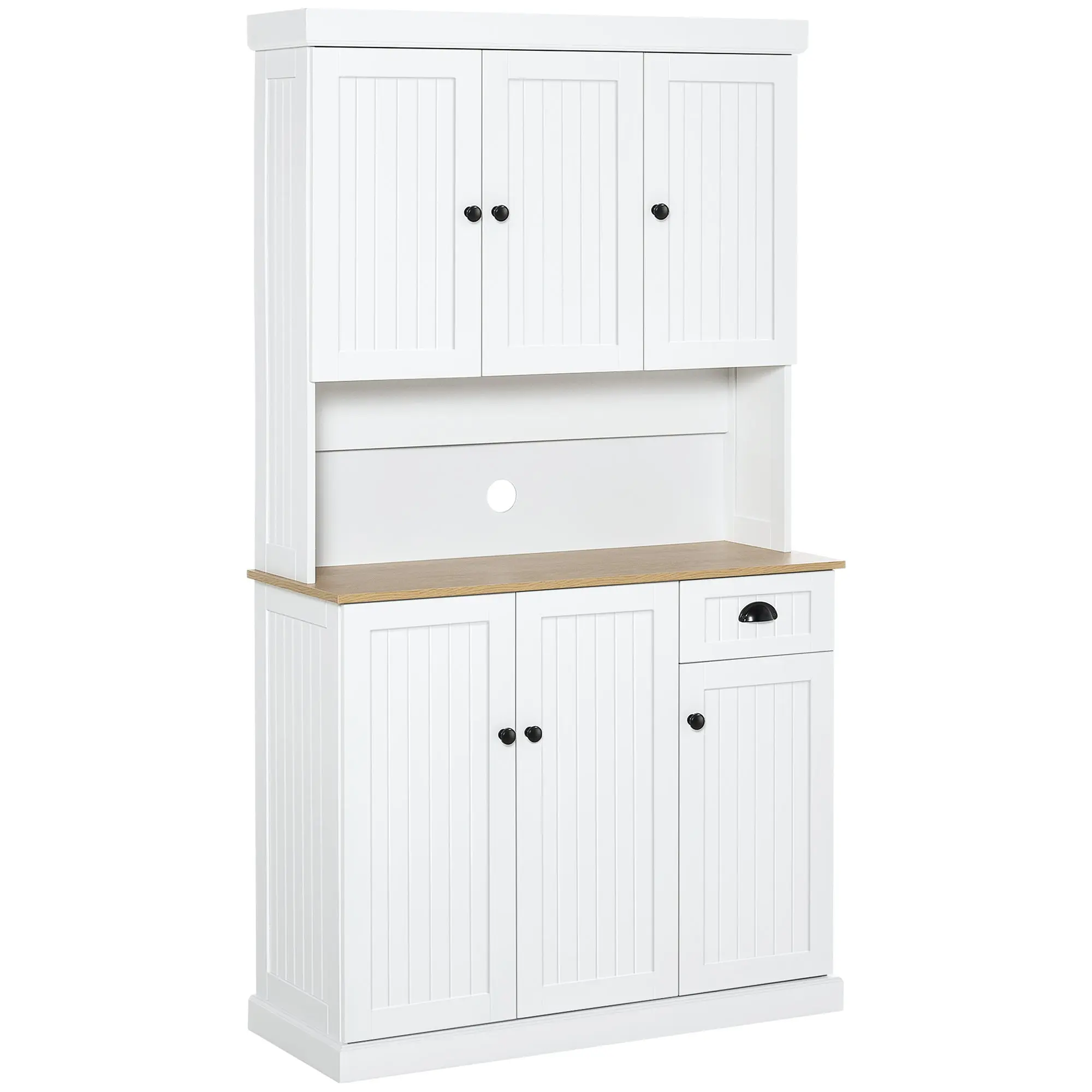71" Farmhouse Kitchen Pantry Storage Cabinet w/Countertop, Drawer, & Cupboard, White