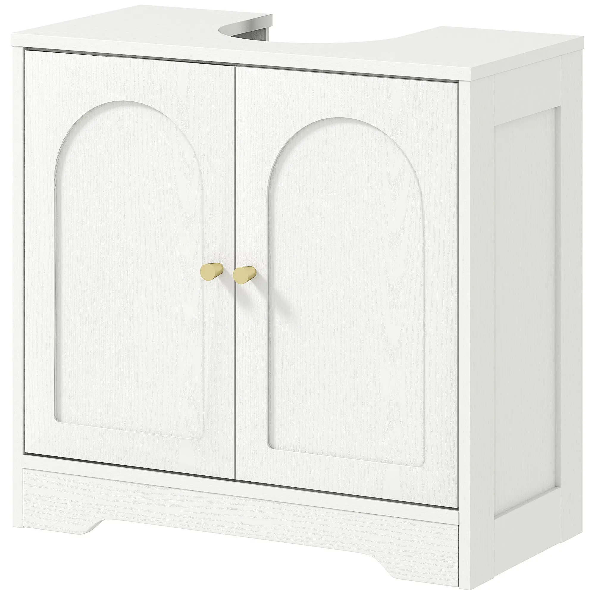 Meuble sous lavabo salle de bain meuble sous vasque armoire de rangement pour lavabo - placard à portes et étagère réglable, pour bassin avec ou sans pédestal, 60 x 30 x 65 cm, blanc