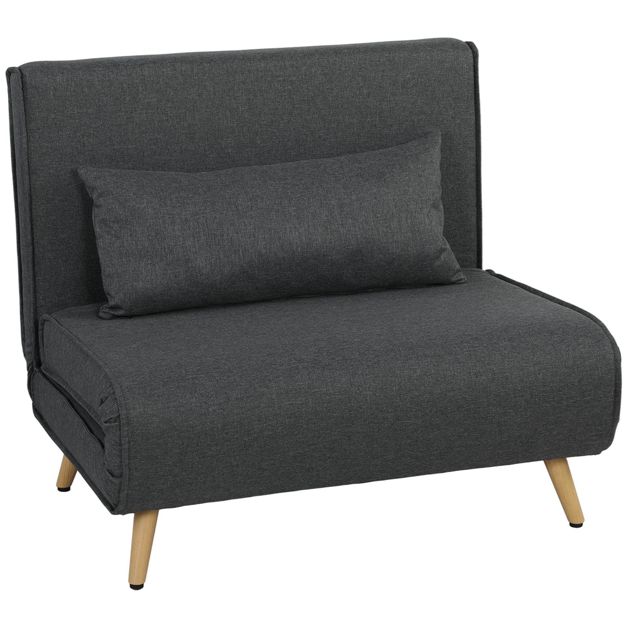 fauteuil convertible 1 place, fauteuil-lit chauffeuse 3 en 1 avec dossier réglable, oreiller, siège rembourré, tissu en lin, canapé-lit pour invités, salon, charge 120 Kg, 190/78 x 94 cm, gris