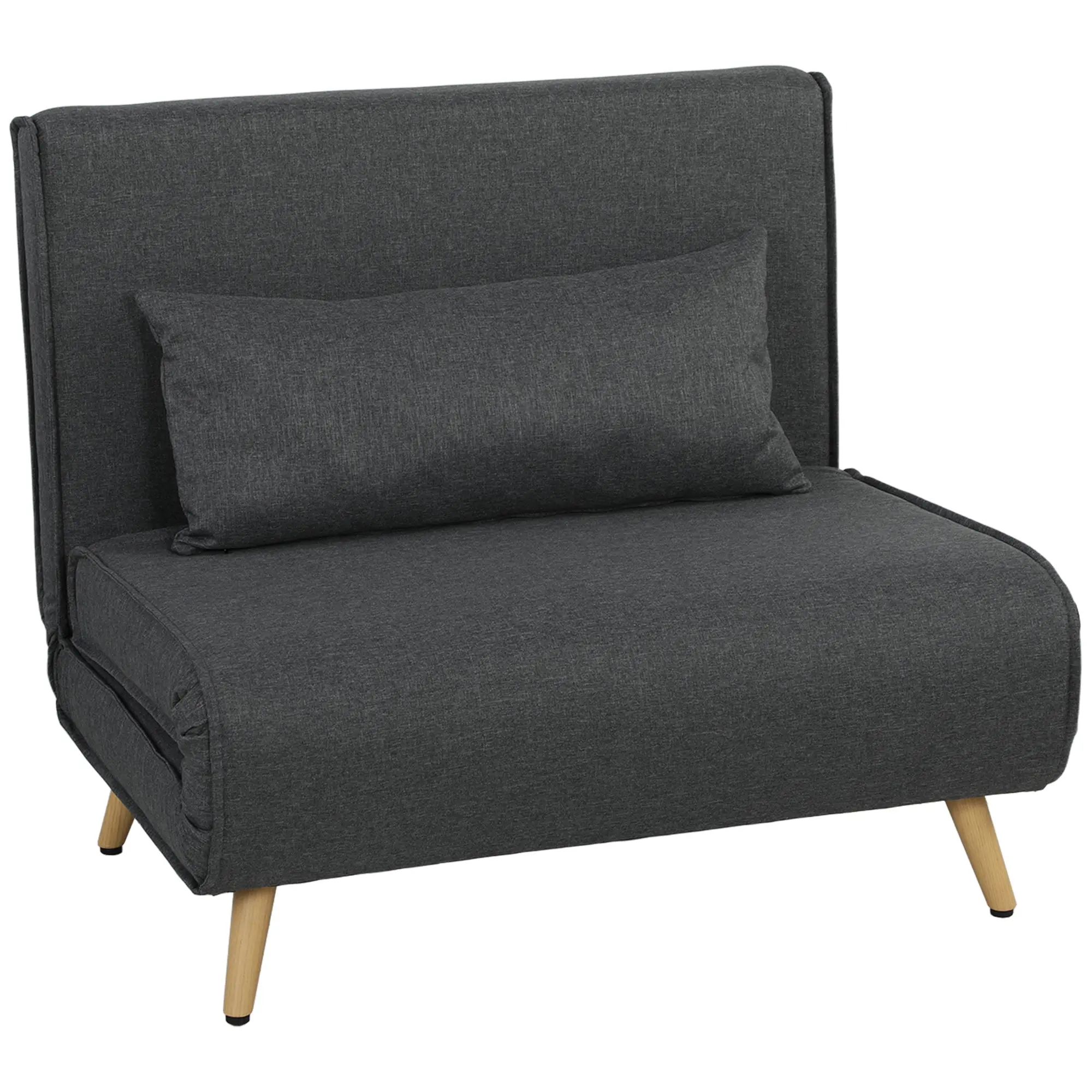 fauteuil convertible 1 place, fauteuil-lit chauffeuse 3 en 1 avec dossier réglable, oreiller, siège rembourré, tissu en lin, canapé-lit pour invités, salon, charge 120 Kg, 190/78 x 94 cm, gris