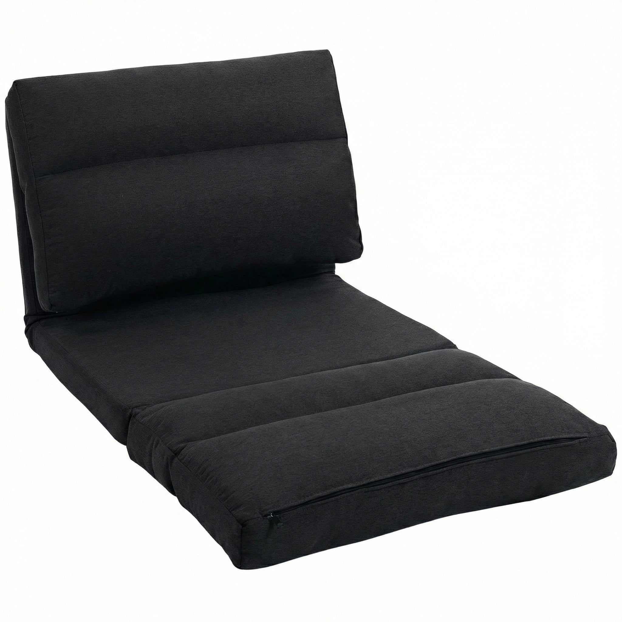 Canapé paresseux chauffeuse 1 place fauteuil paresseux convertible en lit fauteuil salon avec dossier inclinable sur 5 positions, charge 120 Kg, pour salon chambre et bureau, 70x72x56 cm, noir