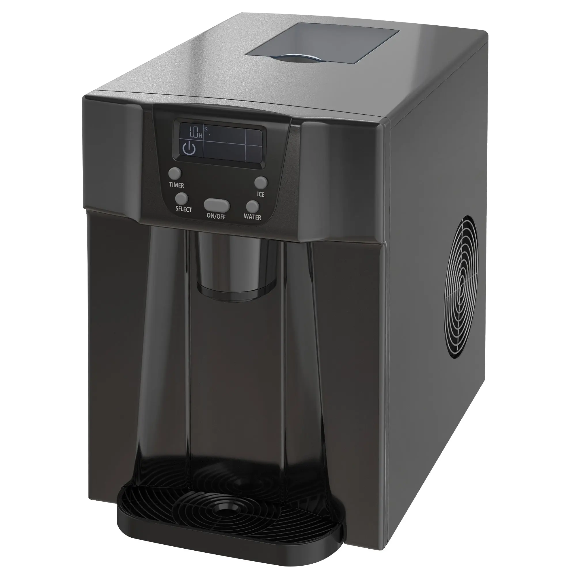 Machine à glaçons avec distributeur d'eau, 12kg en 24h, 9 glaçons en 6-10 minutes, ice maker portable, taille de glaçon réglable, minuterie, pour maison, cuisine, bureau, bar, noir