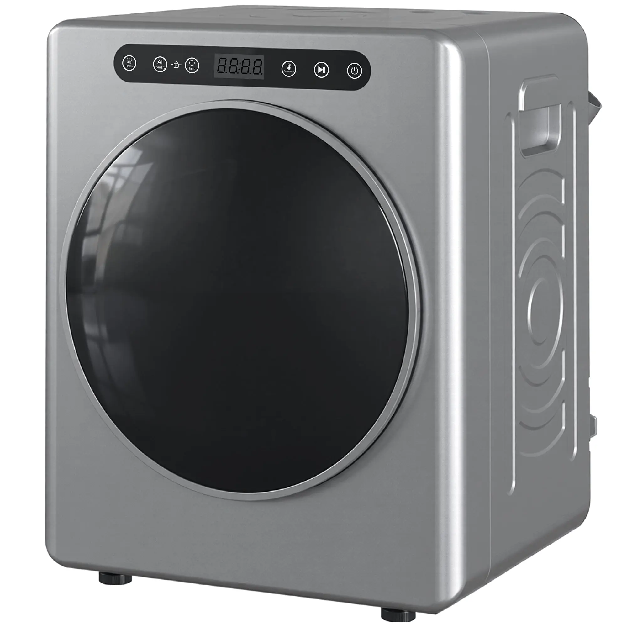Sèche linge à évacuation compact, sèche-linge électrique 1000 W 3 Kg avec 6 modes de séchage, cuve en acier inoxydable, charge frontale, minuterie, pour appartement, maison, camping-cars argent
