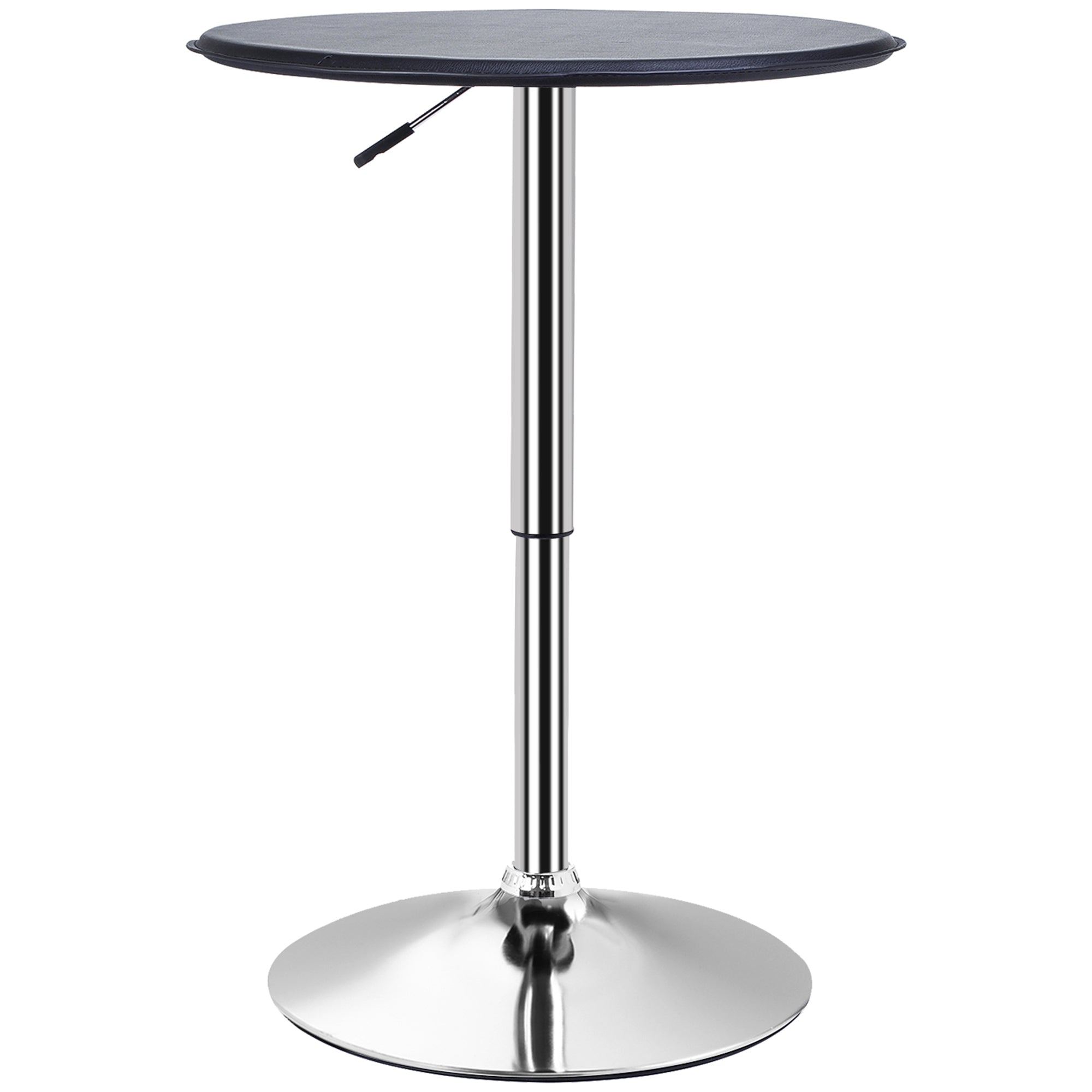 Table de Bar Table Bistro Mange-debout Chic Style Contemporain Table Ronde Hauteur réglable 67-93 cm  63 cm Plateau pivotant 360° métal chromé PVC Noir