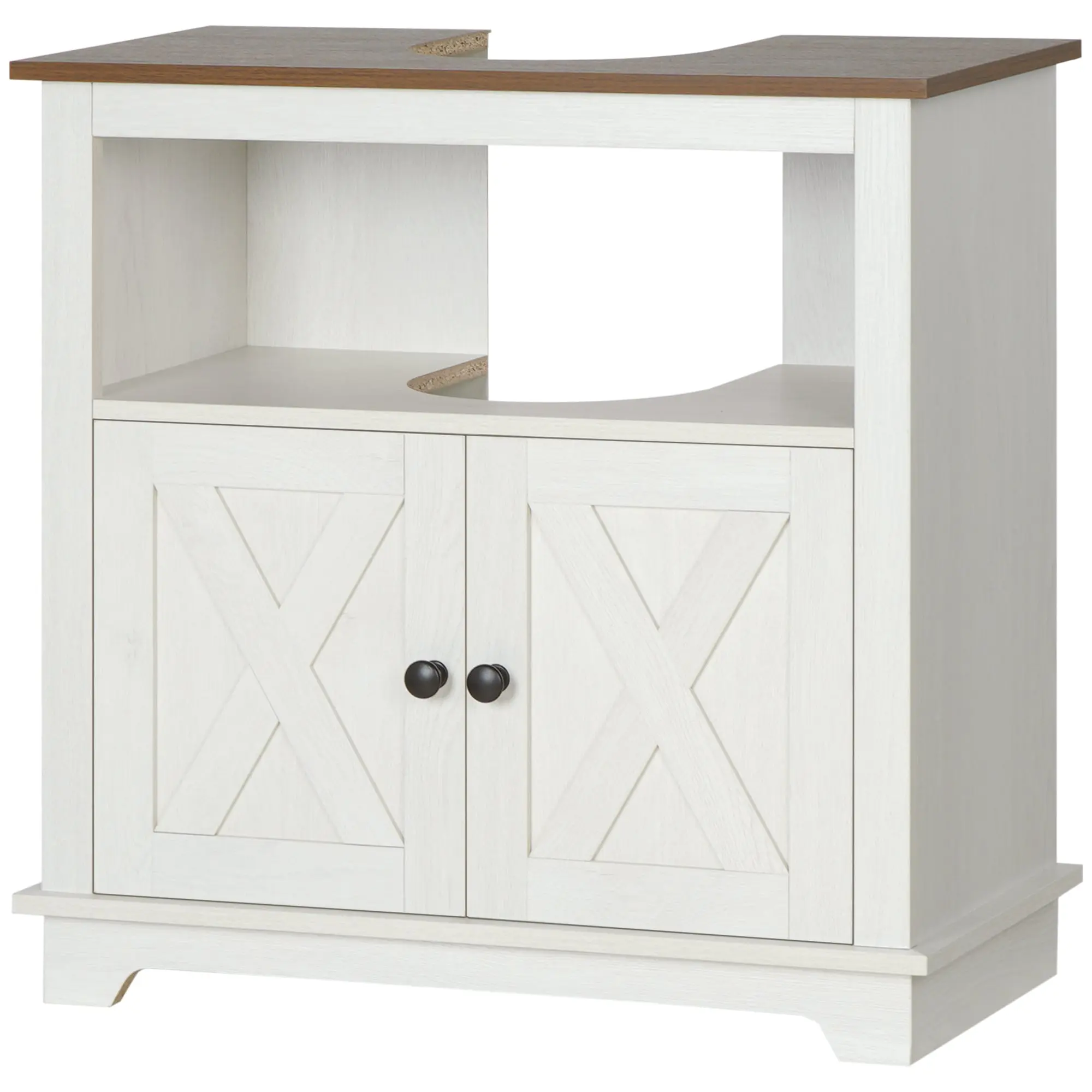 Meuble sous lavabo salle de bain meuble sous vasque armoire de rangement pour lavabo - niche et placard à portes doubles, 60 x 30 x 60 cm, blanc