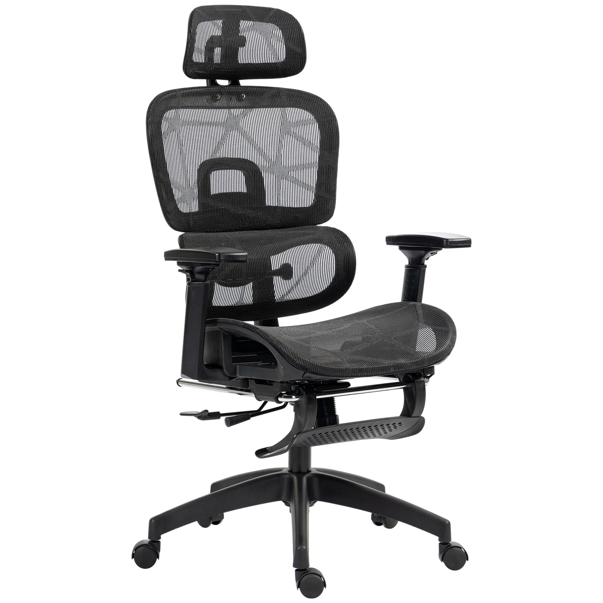 Chaise de bureau ergonomique en maille réglable avec soutien lombaire pour bureau noir