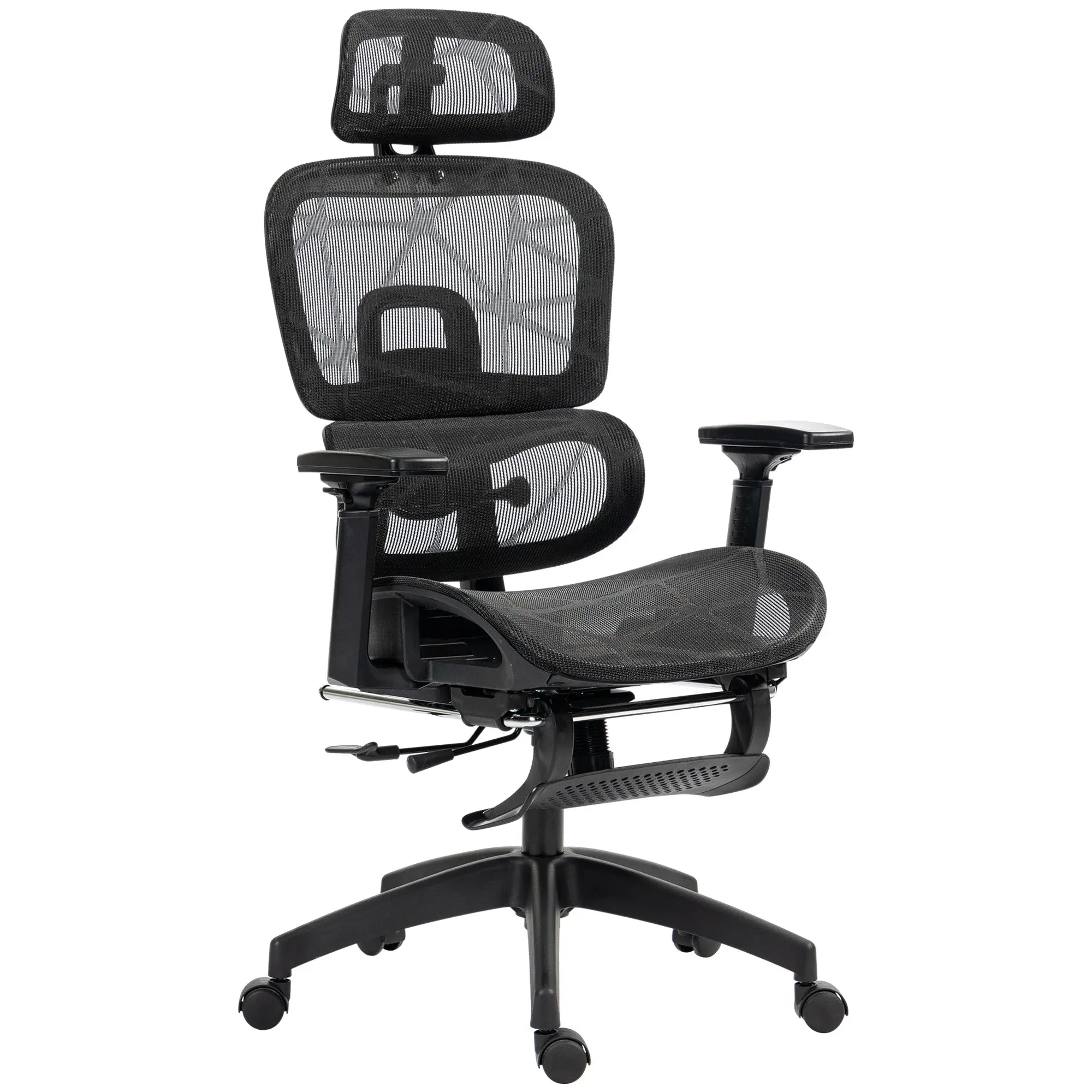 Chaise de bureau ergonomique en maille réglable avec soutien lombaire pour bureau noir