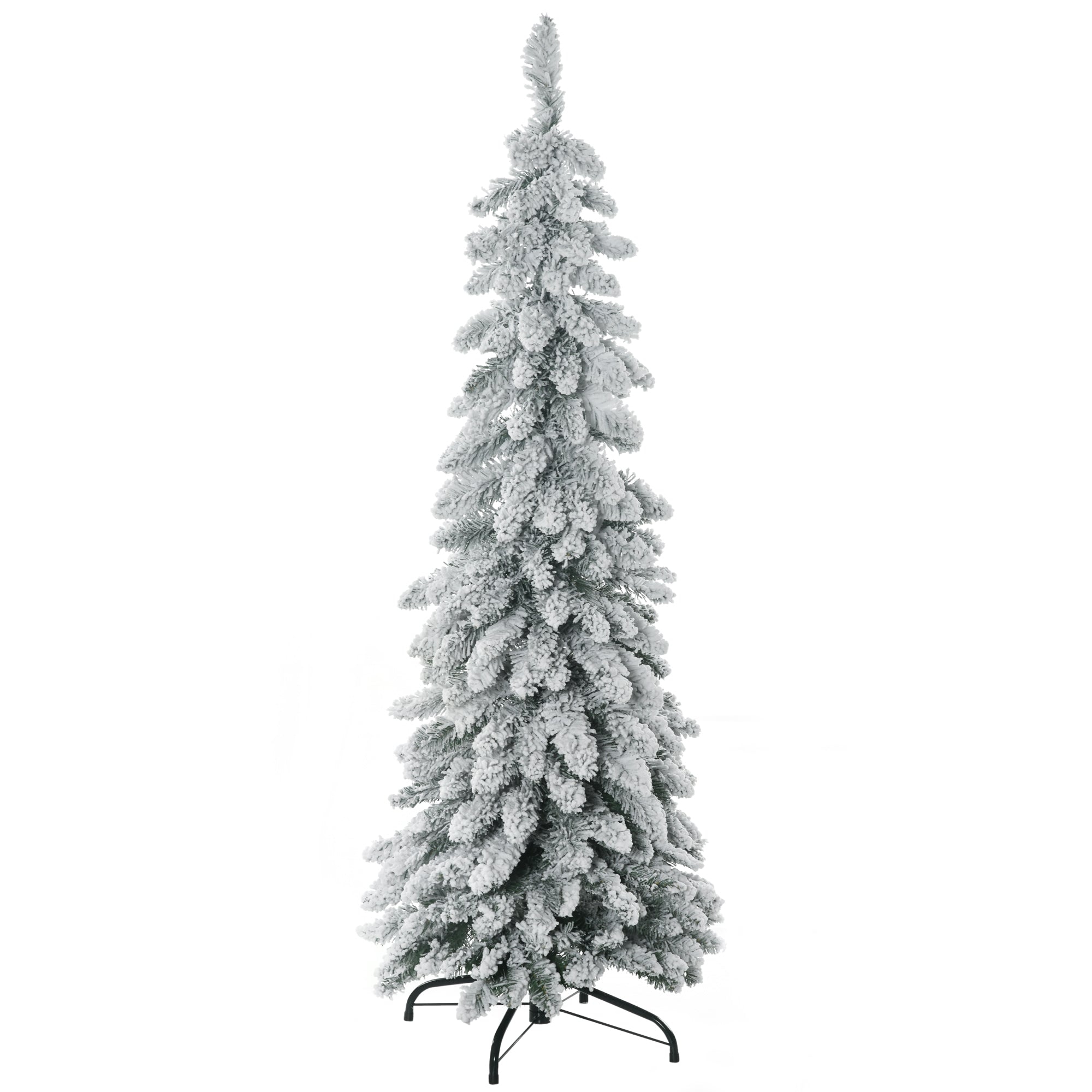 Arbre de Noël artificiel 135 cm sapin de Noël avec support en acier 253 branches enneigées socle pliable vert