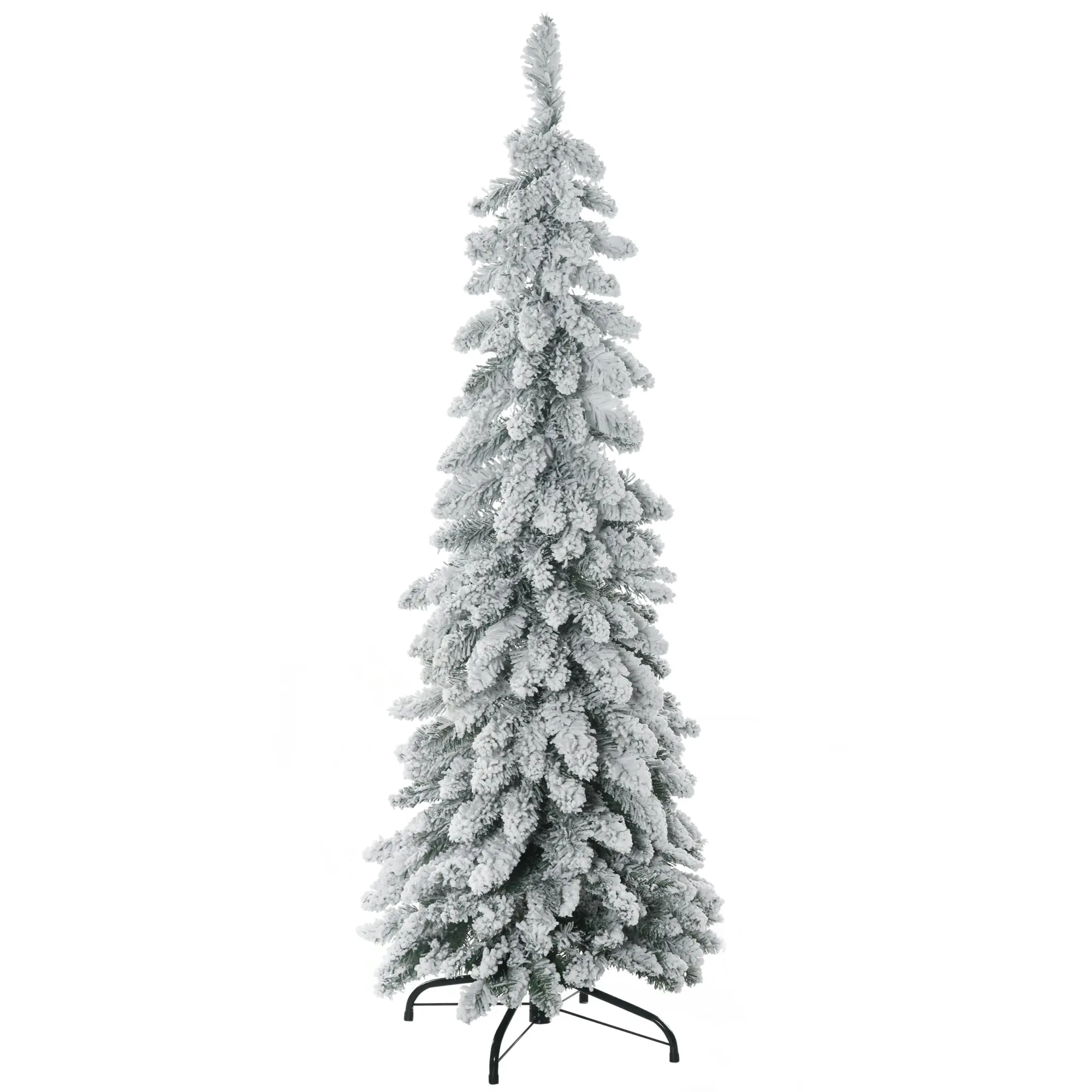 Arbre de Noël artificiel 135 cm sapin de Noël avec support en acier 253 branches enneigées socle pliable vert