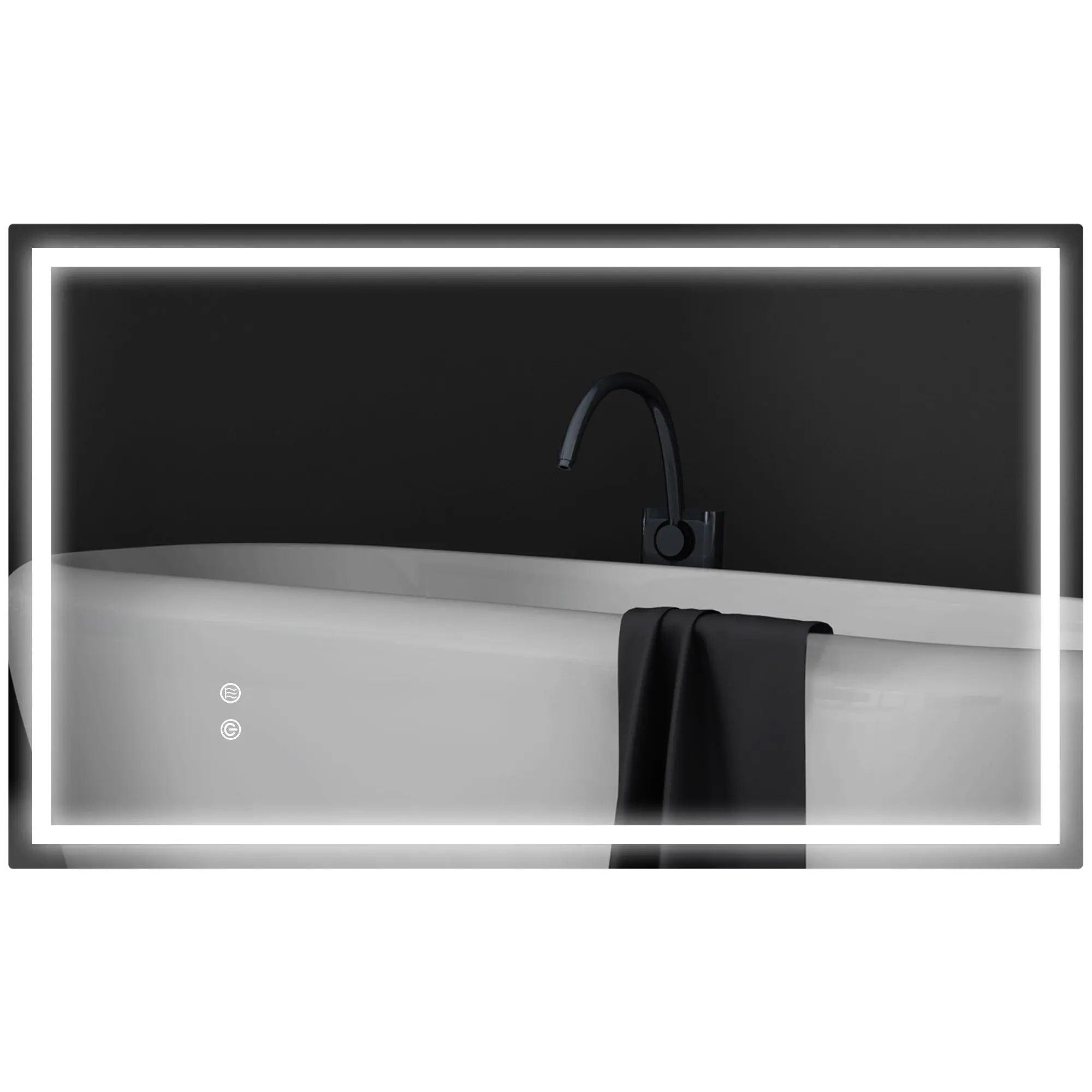 Miroir salle de bain éclairage LED 100 x 60 cm, miroir lumineux salle de bain mural avec interrupteur tactile, lumière réglable 3 couleurs, anti-buée, mémoire, IP44