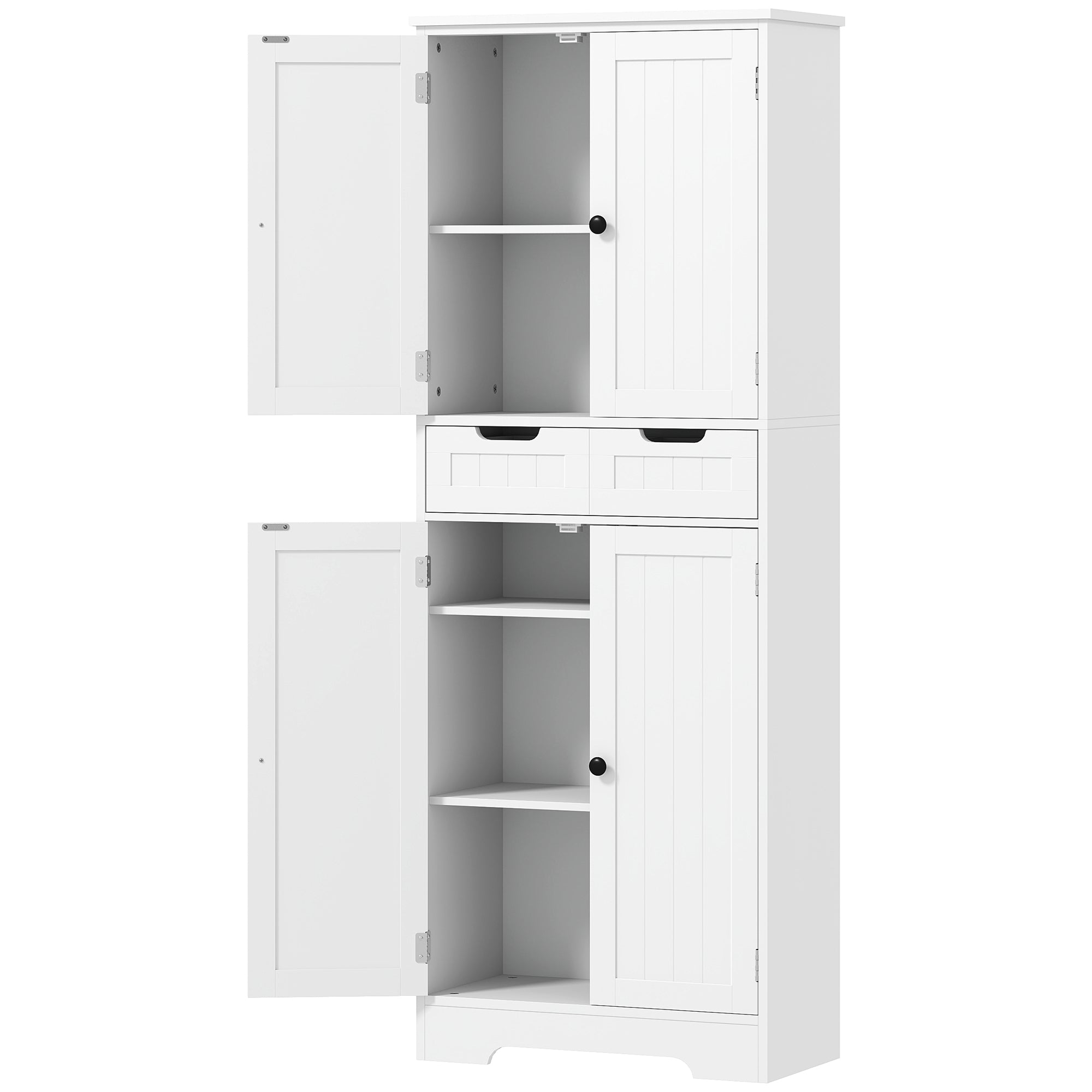 Meuble de salle de bain, meuble de rangement, colonne salle de bain avec tiroir et 4 portes, style moderne, pour salon, chambre, cuisine, 60 x 30 x 160 cm, blanc