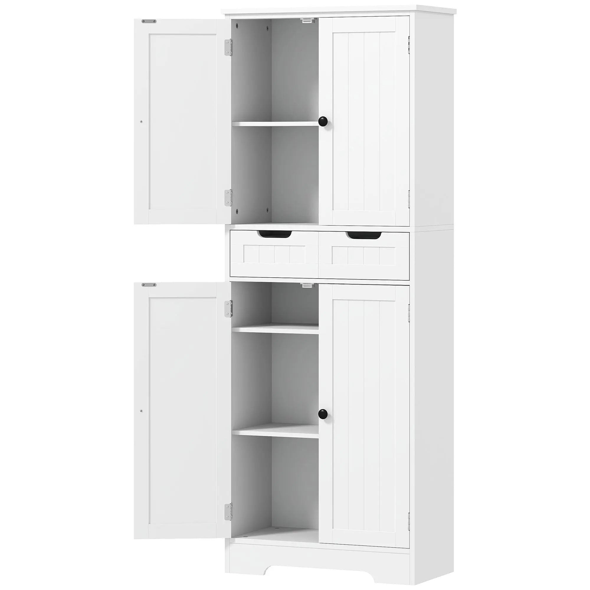 Meuble de salle de bain, meuble de rangement, colonne salle de bain avec tiroir et 4 portes, style moderne, pour salon, chambre, cuisine, 60 x 30 x 160 cm, blanc