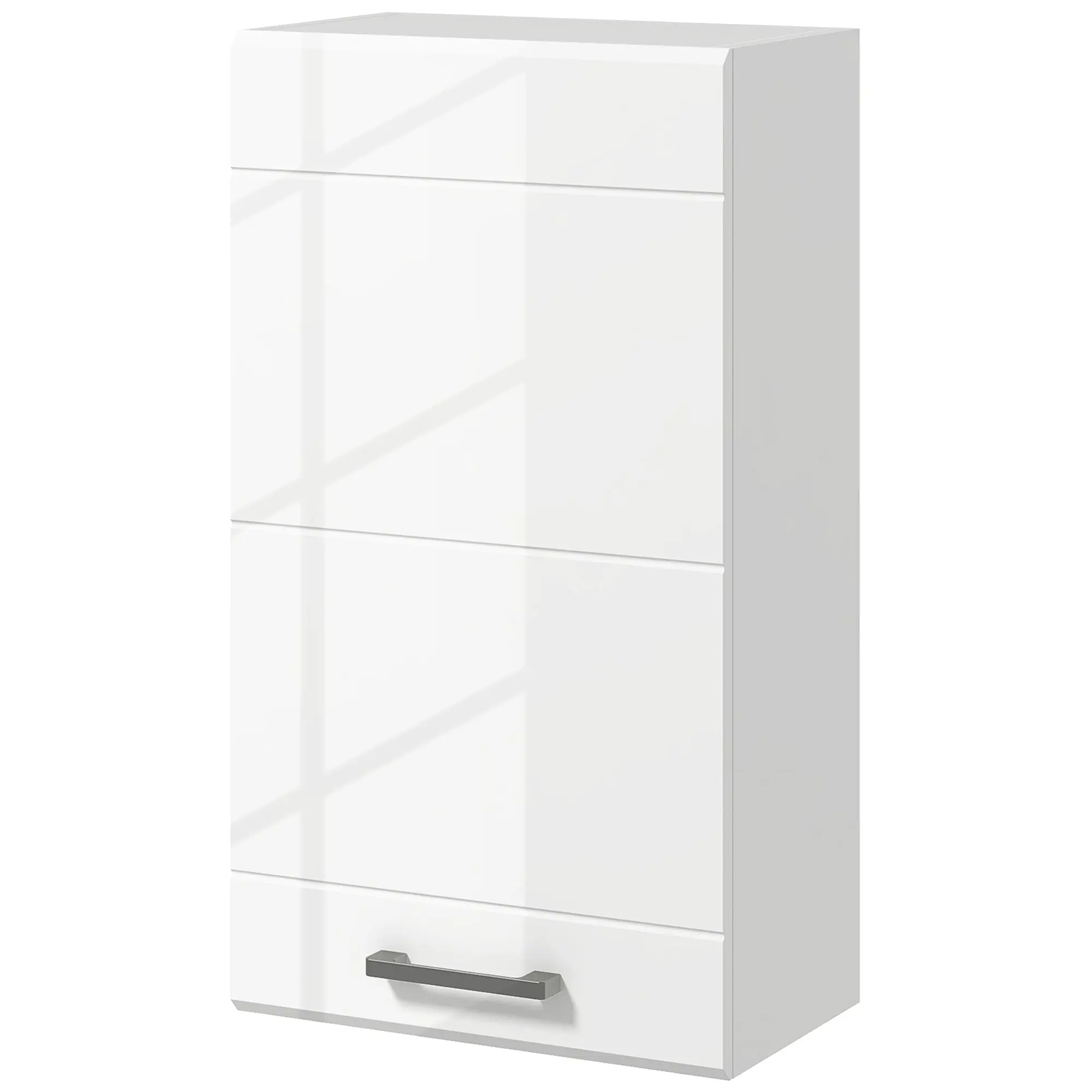 Armoire murale de salle de bain, placard de rangement toilette 3 niveaux, étagère réglable, 1 porte, moderne, armoire suspendue, 37 x 22,5 x 70 cm, blanc haut brillant