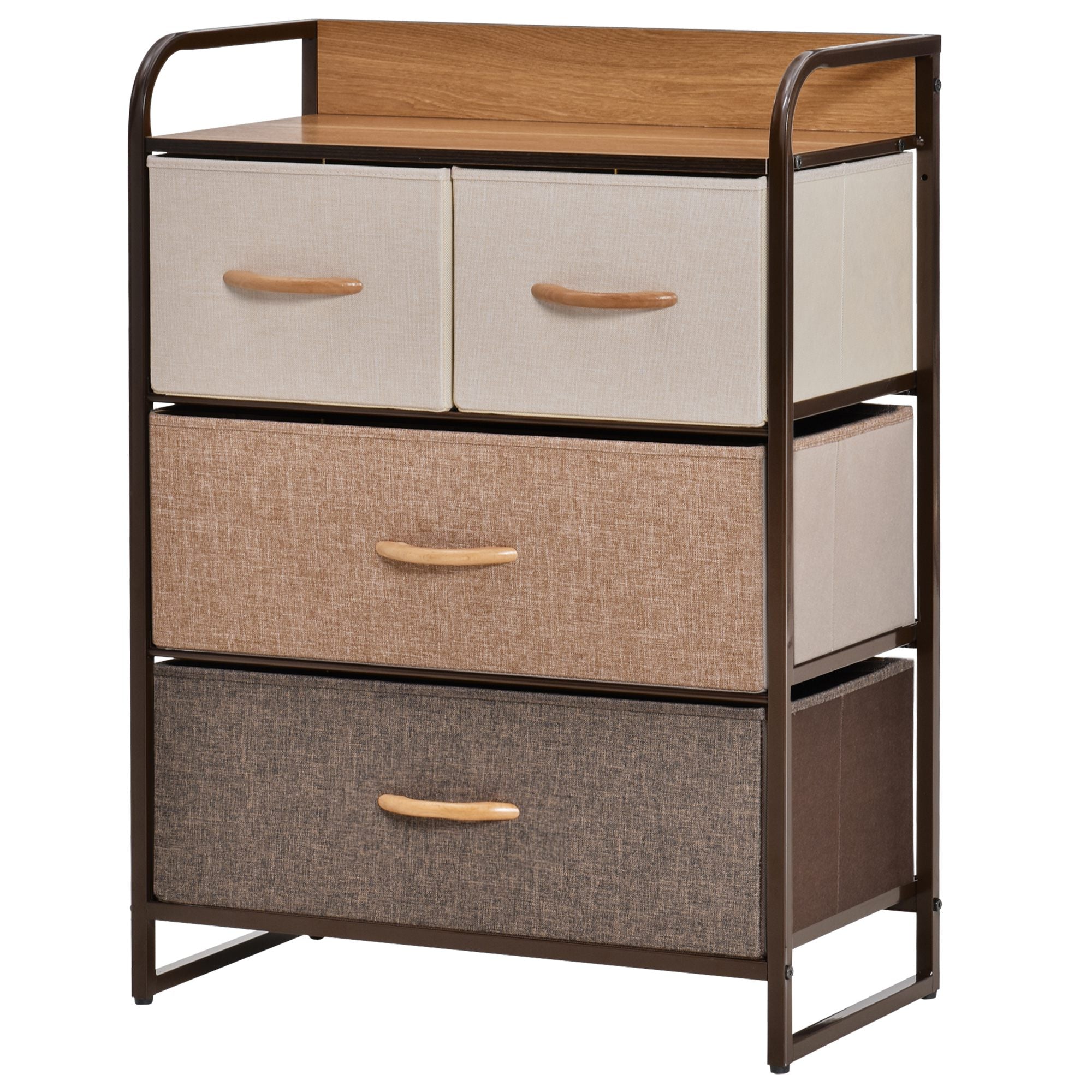 Commode Meuble de Rangement 4 tiroirs en Tissu 58 x 29 x 78,5 cm multicolore