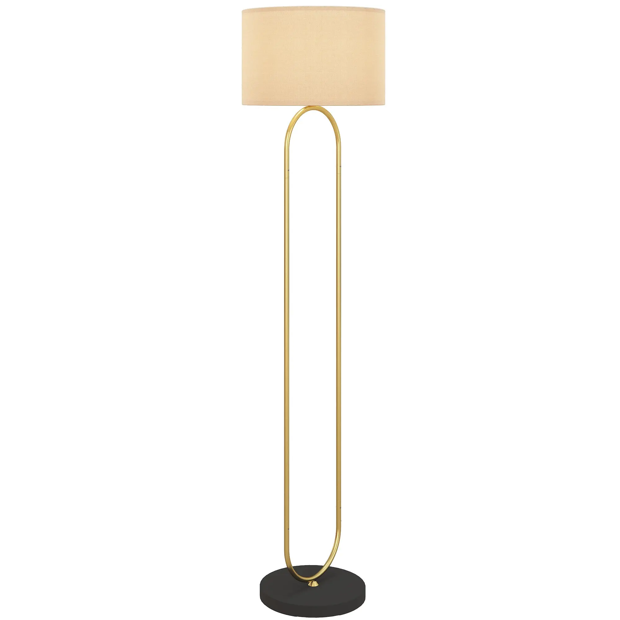 Lampadaire lampe sur pied de salon abat-jour en lin douille E27 style moderne lampadaire sur pied avec interrupteur pour salon et chambre 156 cm doré et noir