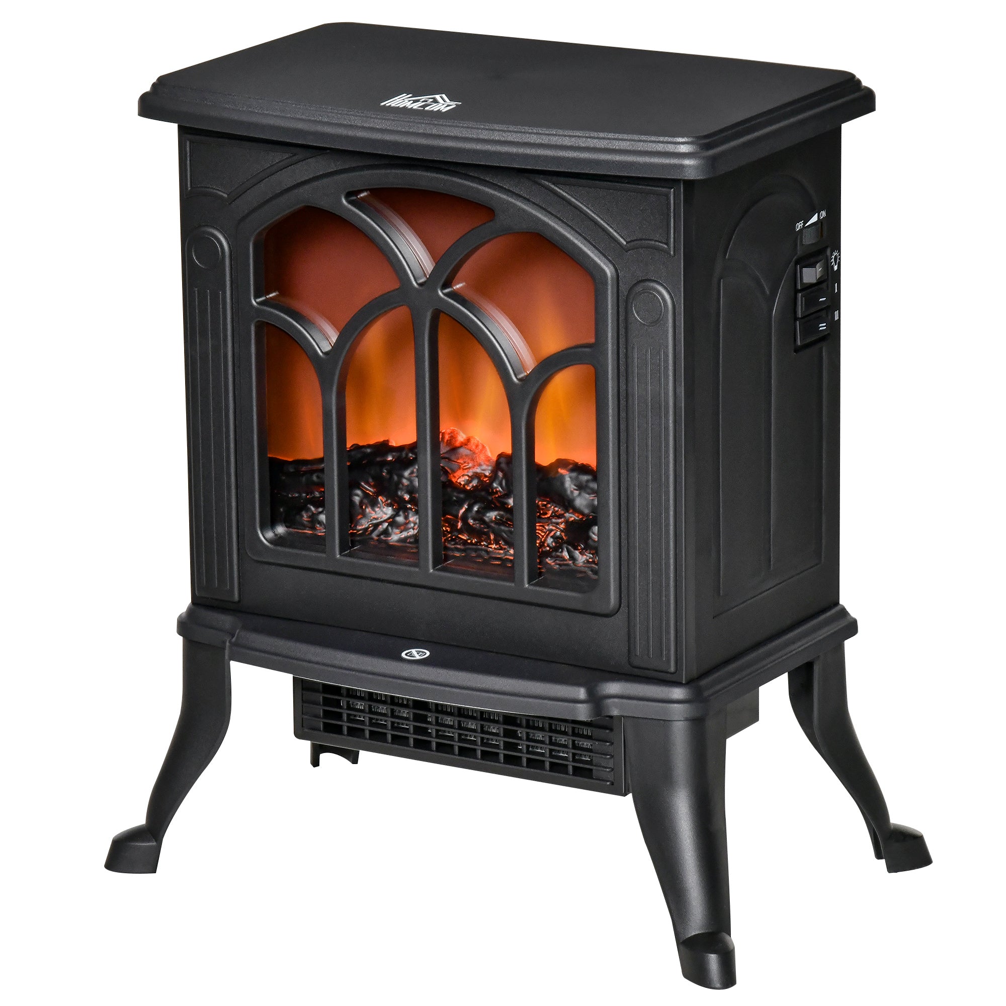 Cheminée électrique sur pied 750/1500 W, fausse cheminée décorative avec effet flamme LED, protection contre la surchauffe, zone de couverture 15-20 m2, noir