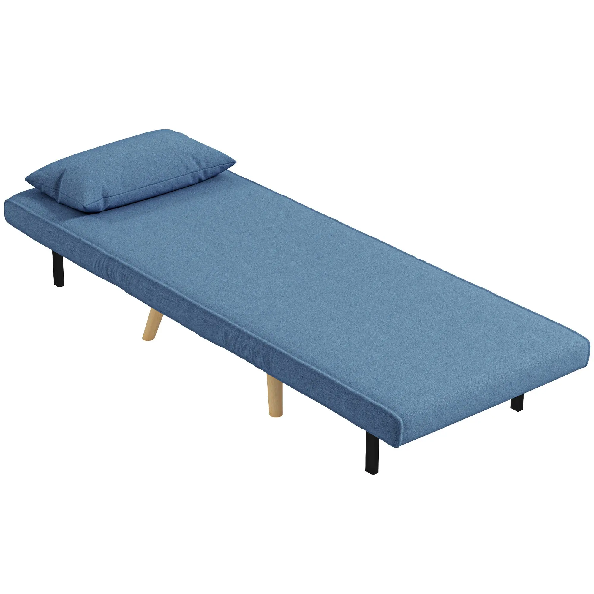 3 en 1 fauteuil convertible 1 place, fauteuil lit et chauffeuse - dossier inclinable 5 niveaux et oreiller inclus, siège rembourré - pour bureau, salon, chambre à coucher, bleu