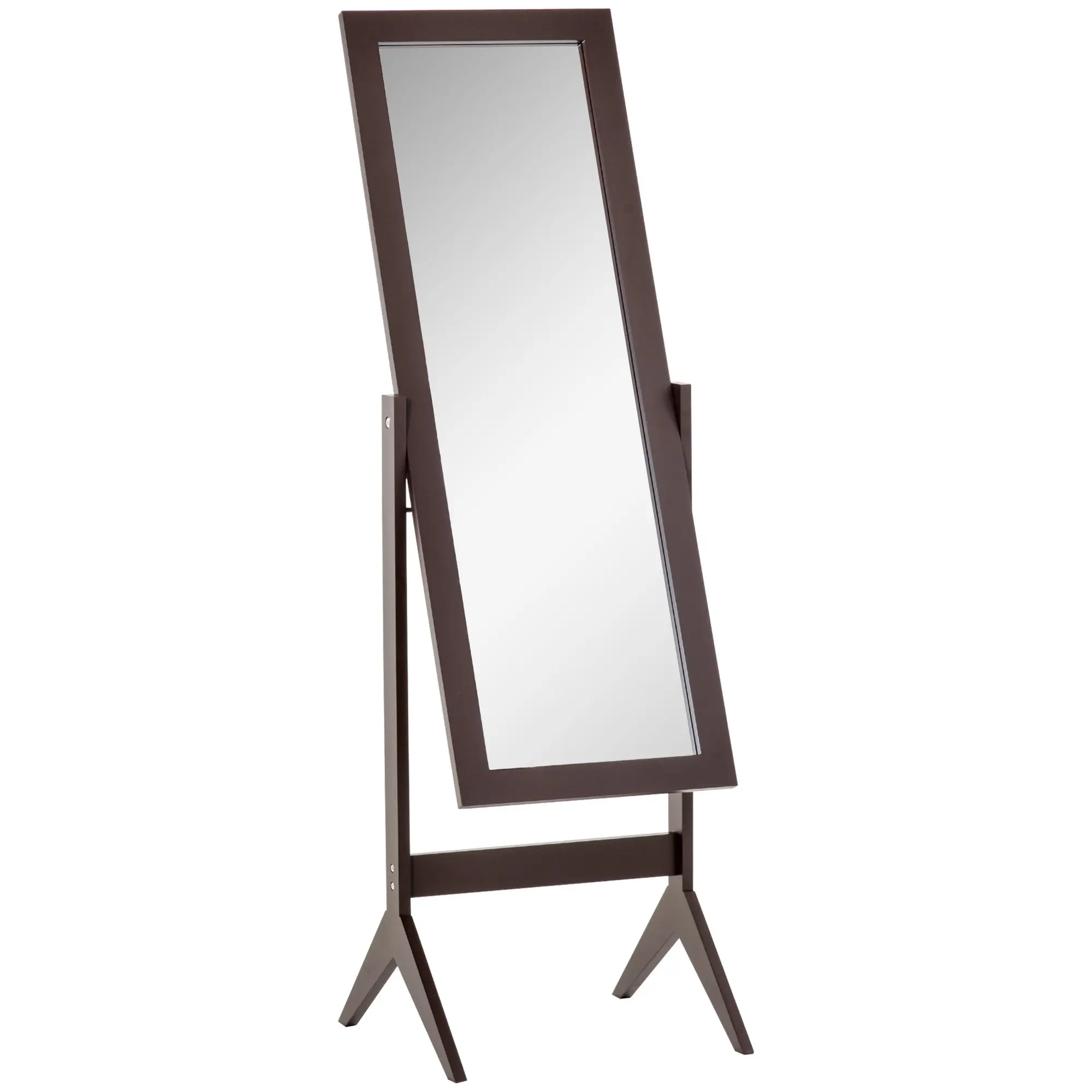 Miroir en Pied Grand Miroir de Sol Inclinaison réglable pour Dressing Chambre dim. 47L x 46l x 148H cm en Bois Brun Foncé