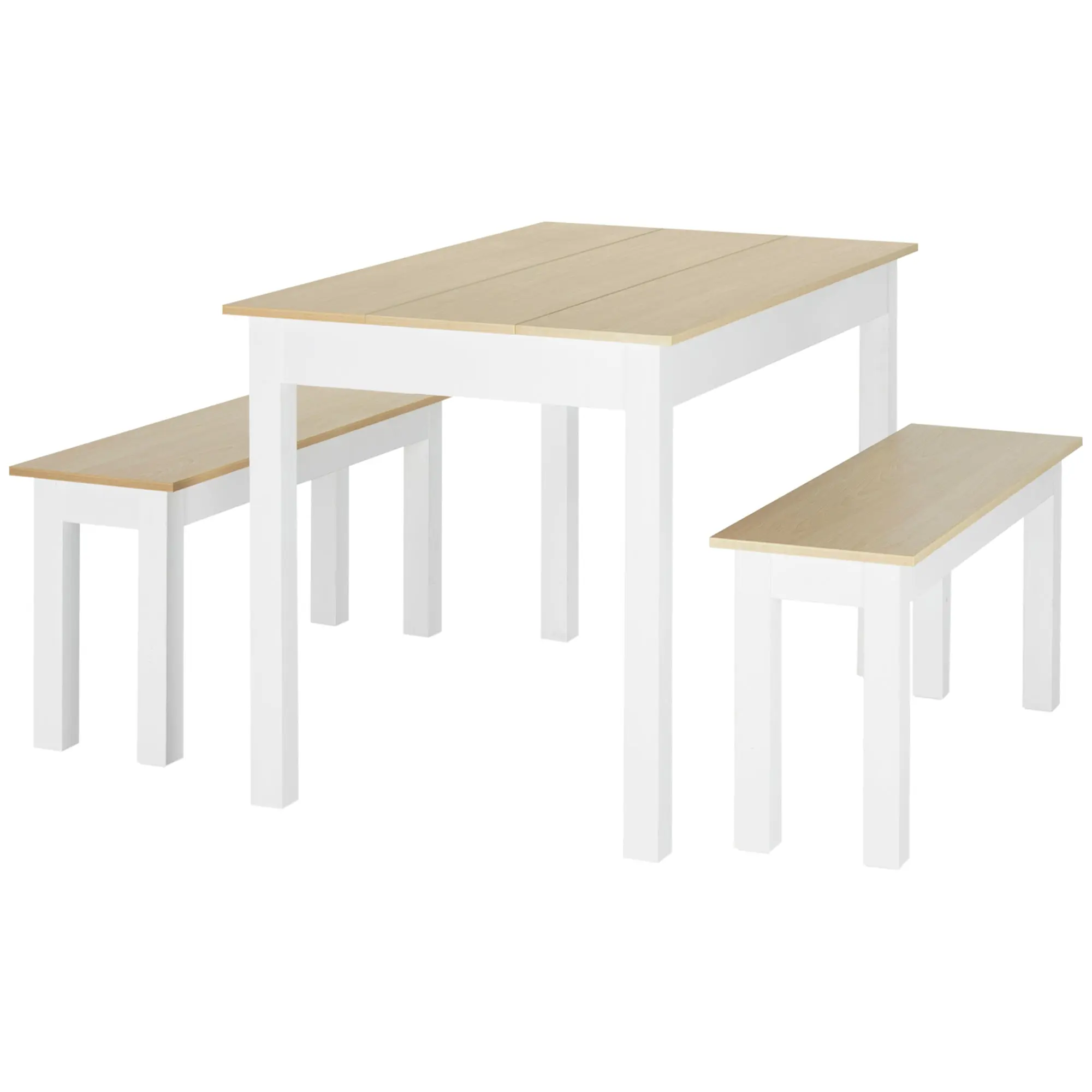 Ensemble table à manger 3 pièces avec 2 bancs encastrables pour 4-6 personnes style contemporain - cuisine salle à manger salon - panneaux de particules