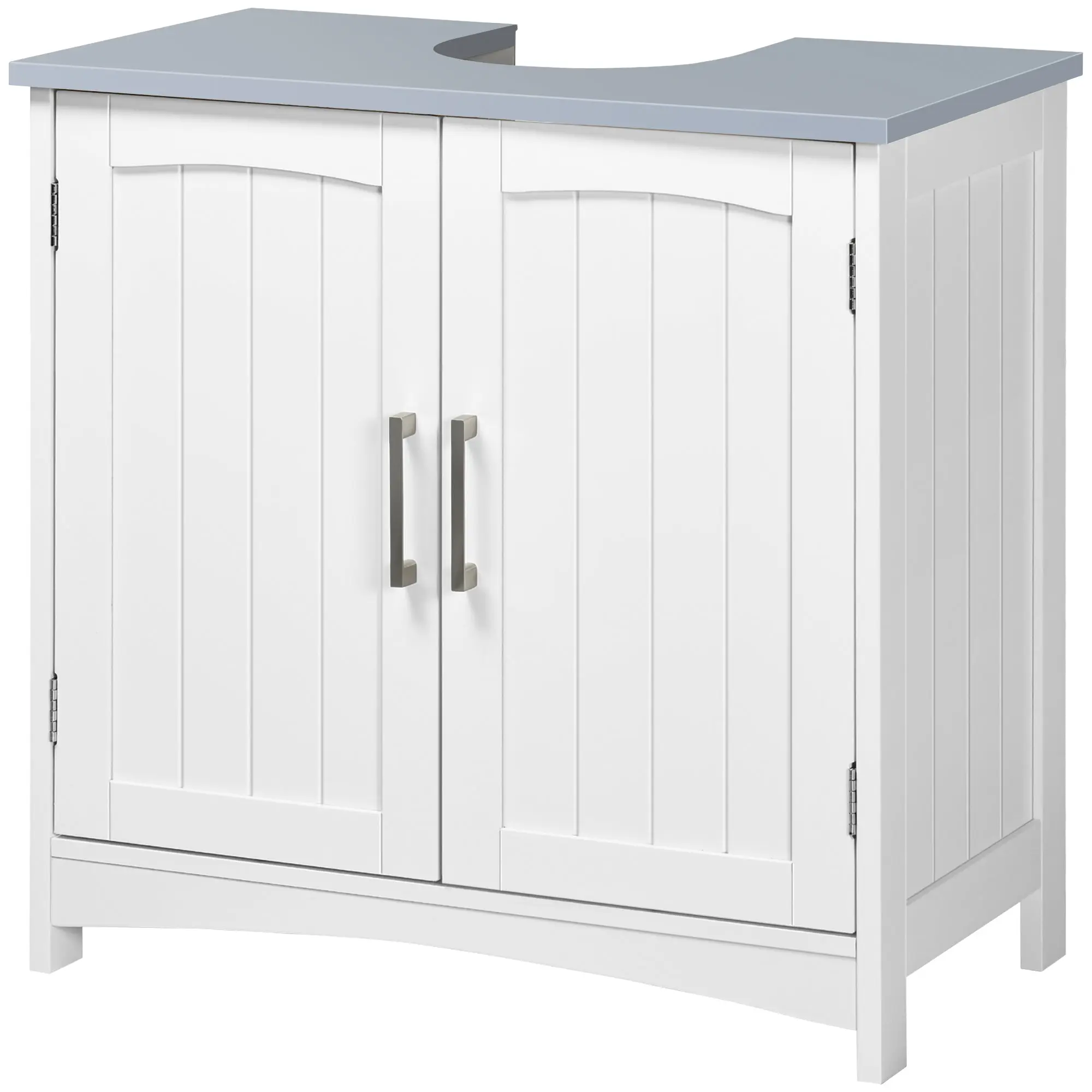 Meuble salle de bain sous lavabo, meuble sous lavabo avec double portes, étagère réglable, 60 x 33 x 60 cm, blanc