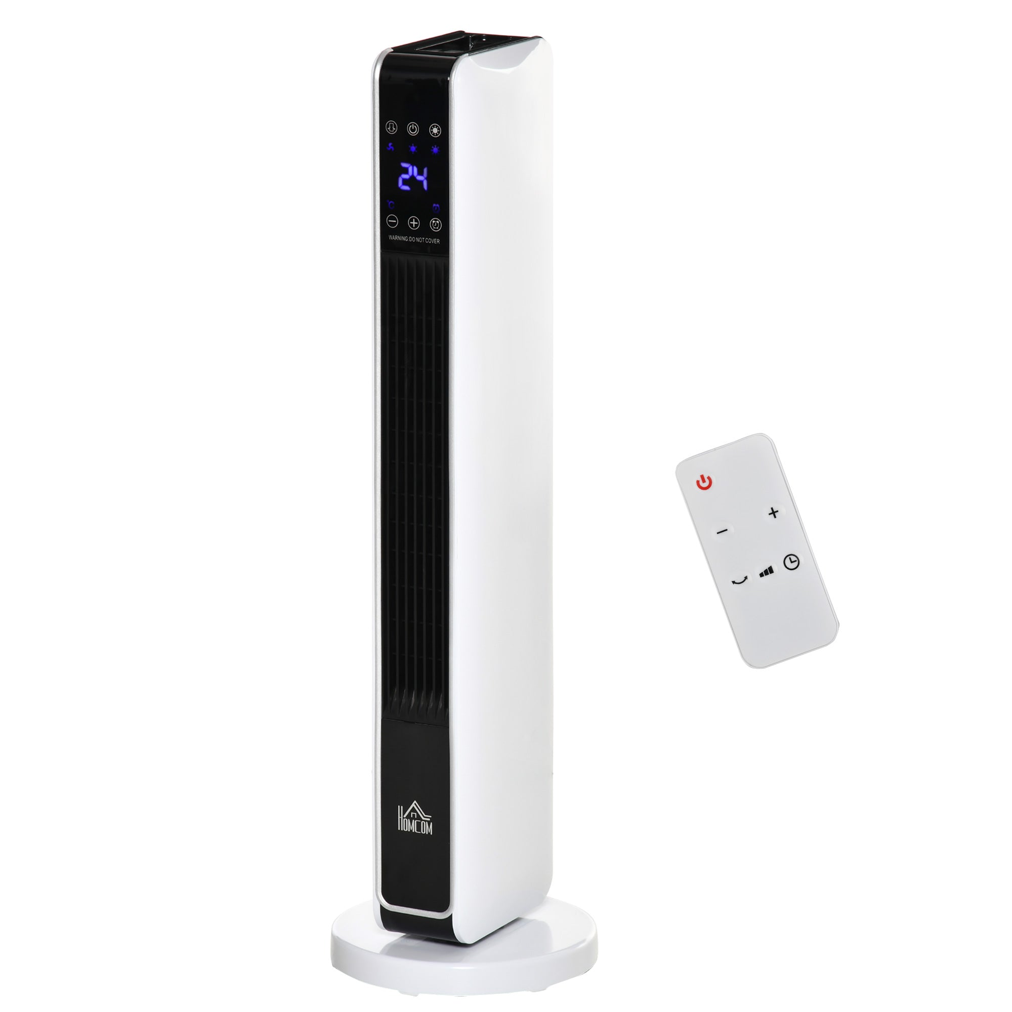 Radiateur électrique Chauffage soufflant oscillant 1100/2200 W, céramique PTC, télécommande incluse, chauffage d'appoint, minuterie 8h, 21 x 21 x 73 cm