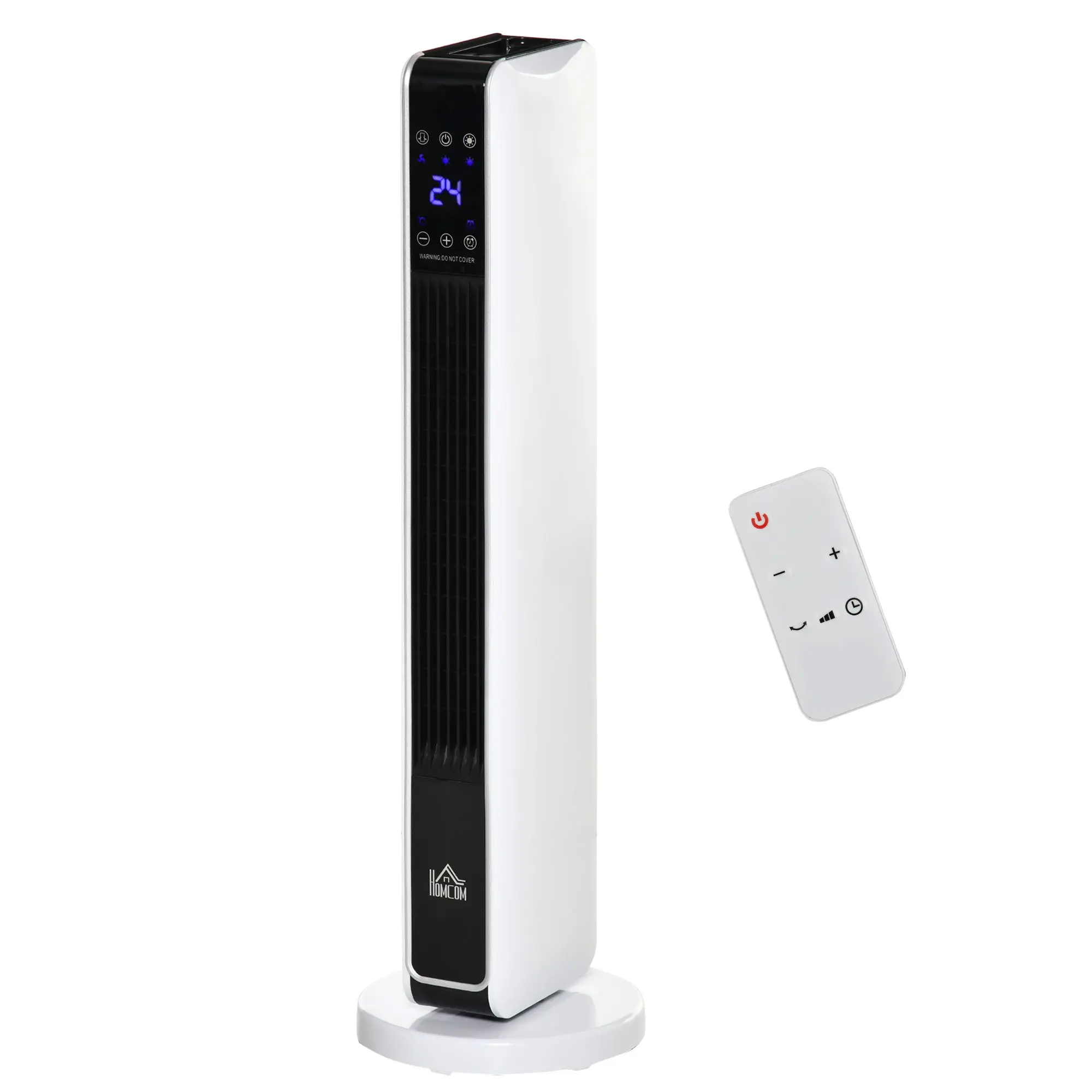 Radiateur électrique Chauffage soufflant oscillant 1100/2200 W, céramique PTC, télécommande incluse, chauffage d'appoint, minuterie 8h, 21 x 21 x 73 cm