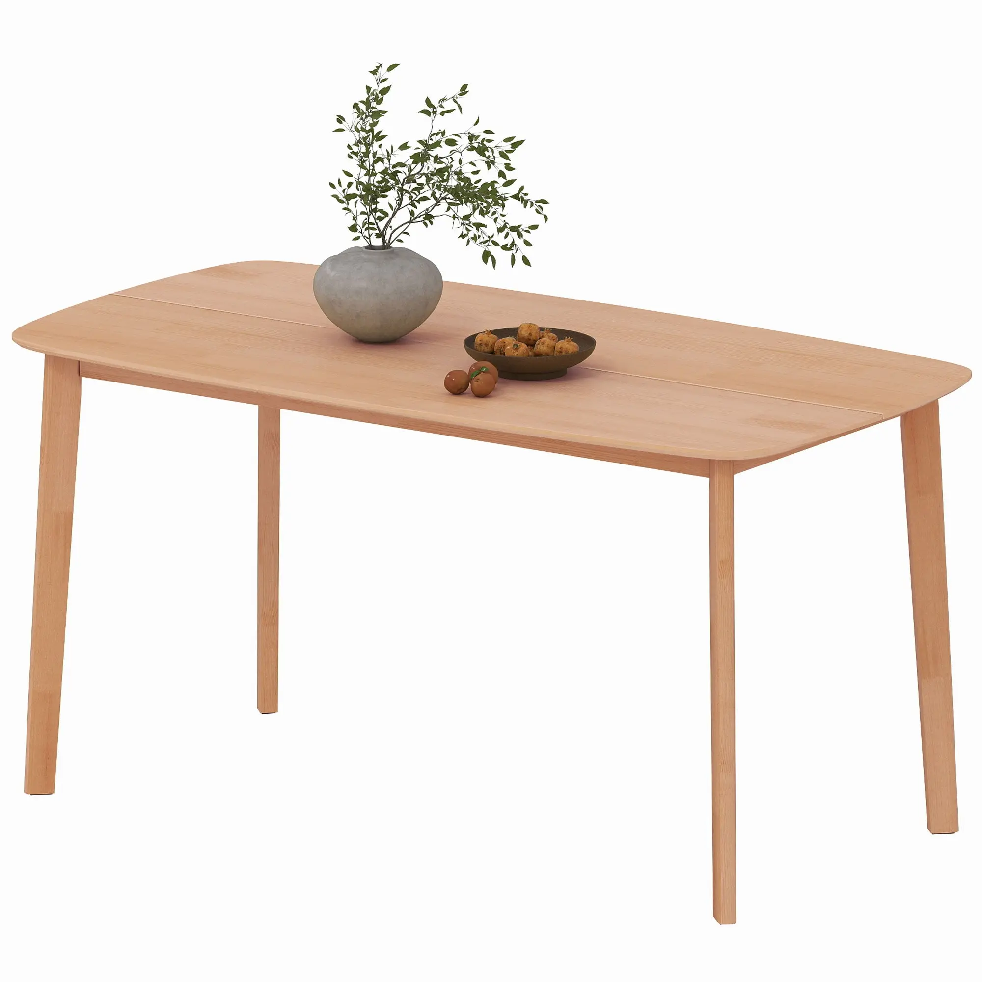 Table à manger rectangulaire pour 6 personnes table de cuisine 150 cm avec cadre en bois massif et grand plateau, pour salle à manger, salon, bureau, effet bois naturel