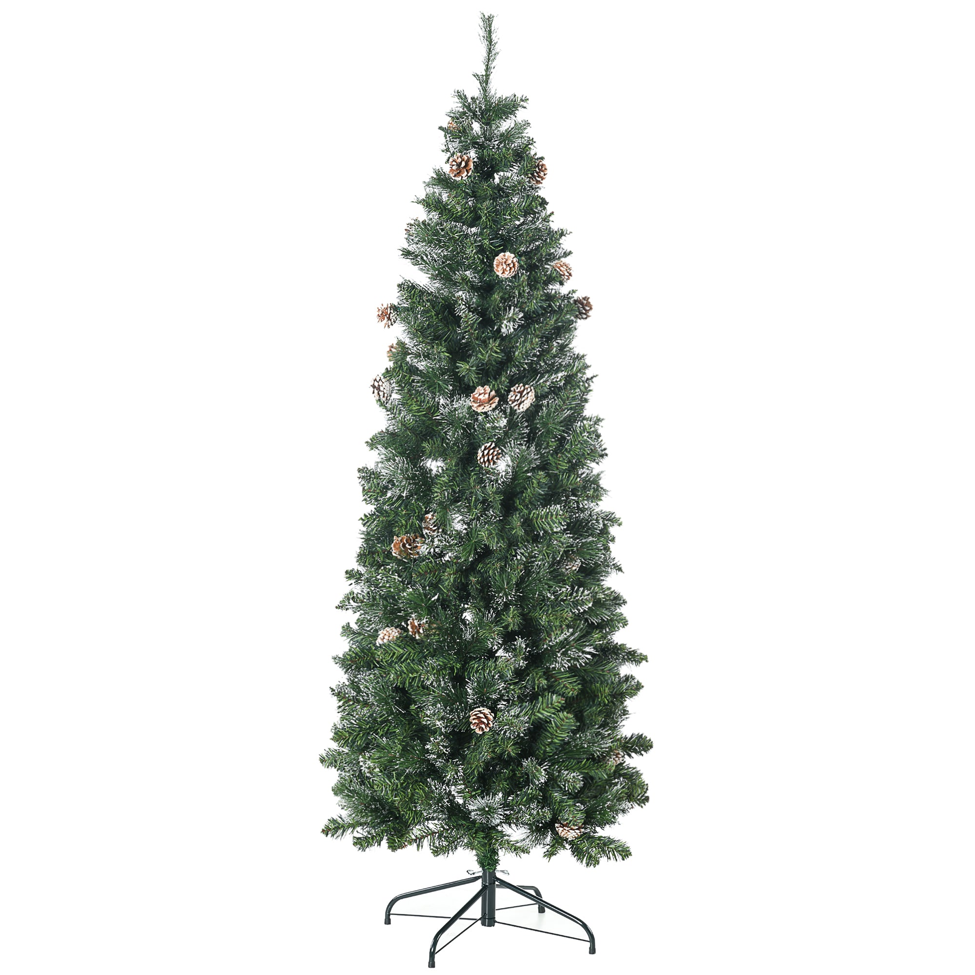 Sapin de Noëll artificiel 180 cm avec 618 branches enneigées, support en acier, arbre de Noël artificiel avec socle pliable en acier, vert