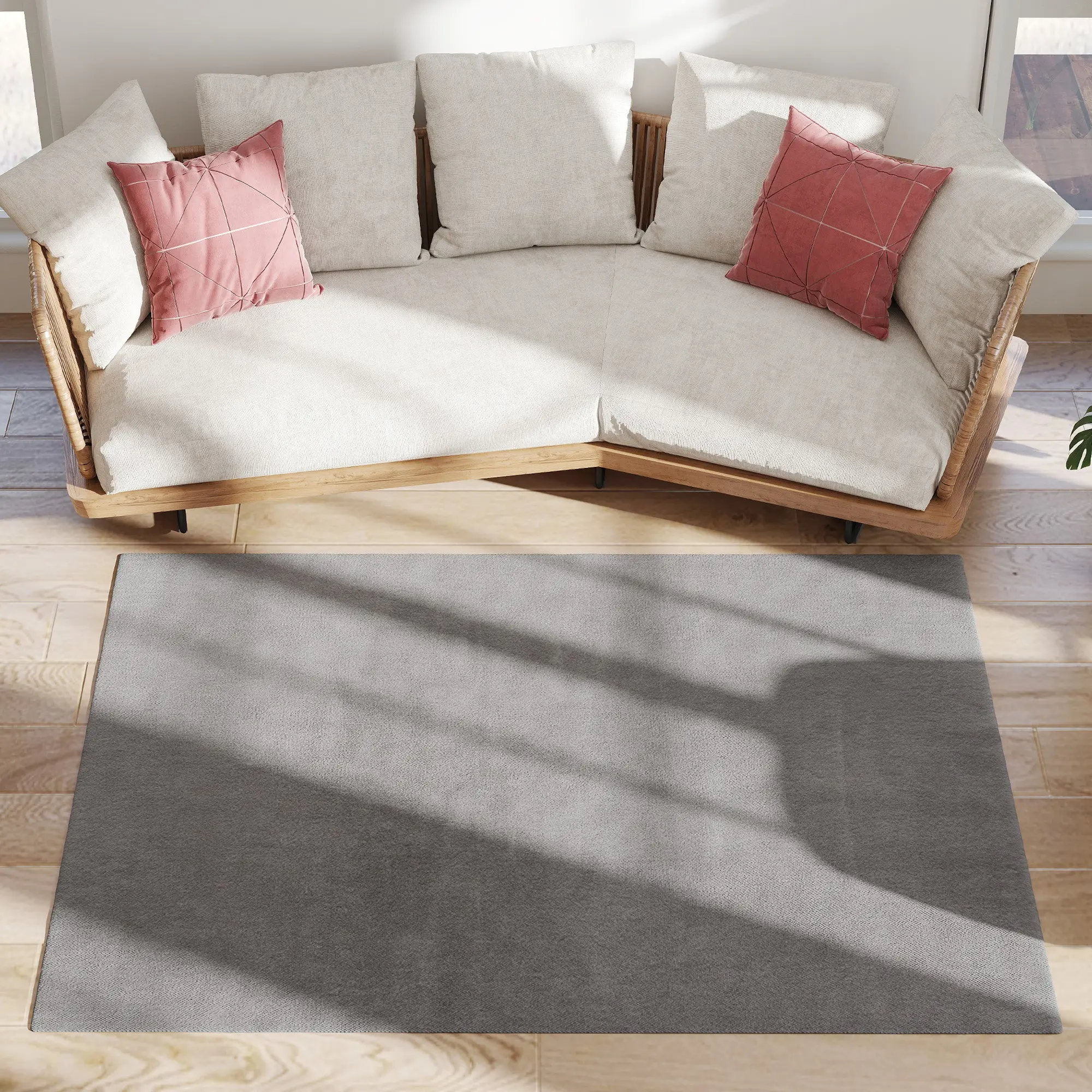 Tapis salon 160 x 120 cm tapis à poils longs, lavable en machine, antidérapant, en fausse fourrure, pour salon, chambre à coucher, bureau, gris clair