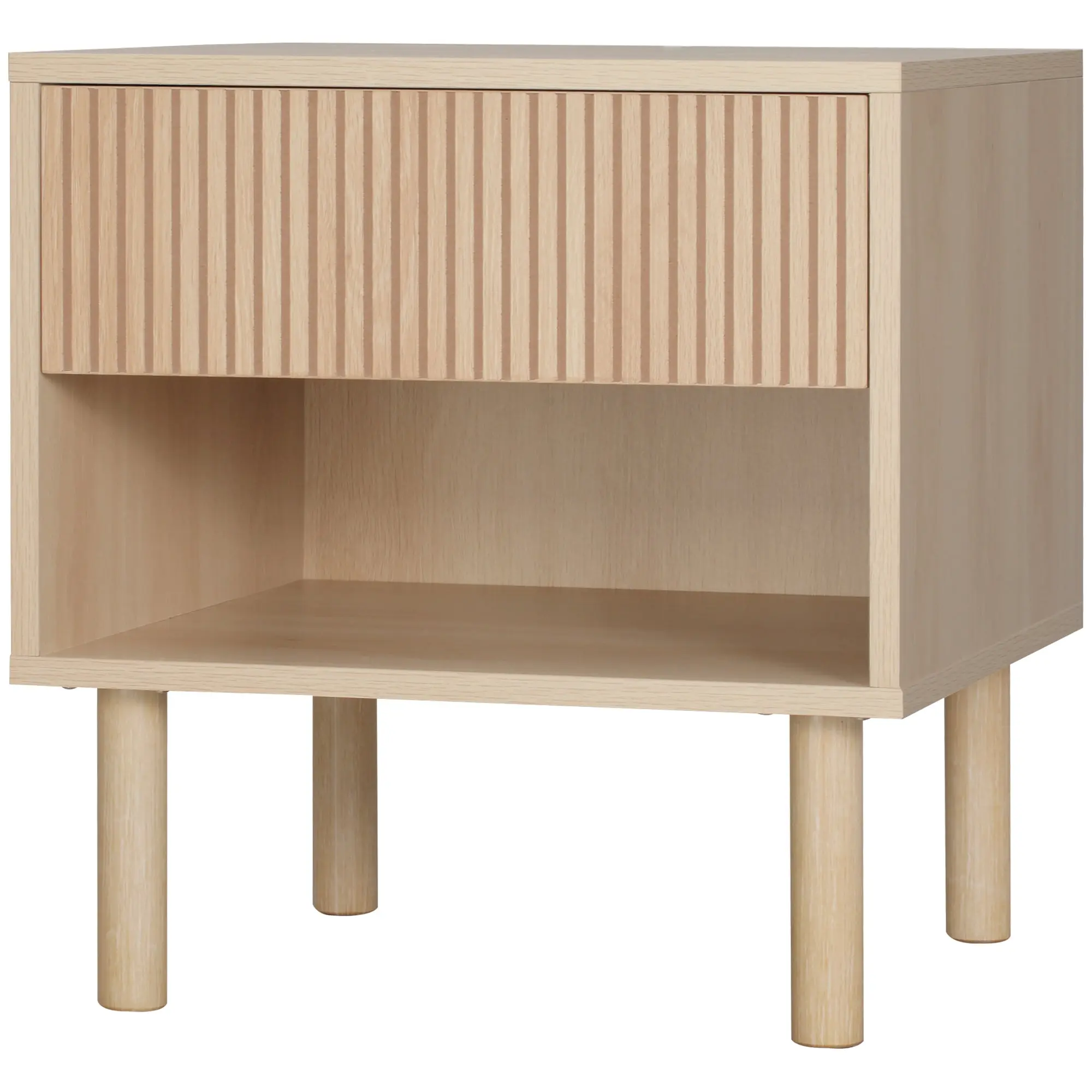 Table de chevet table de nuit avec tiroirs et niches, table d'appoint style moderne pour chambre à coucher, salon, dim. 47 x 47 x 50 cm, finition bois naturel